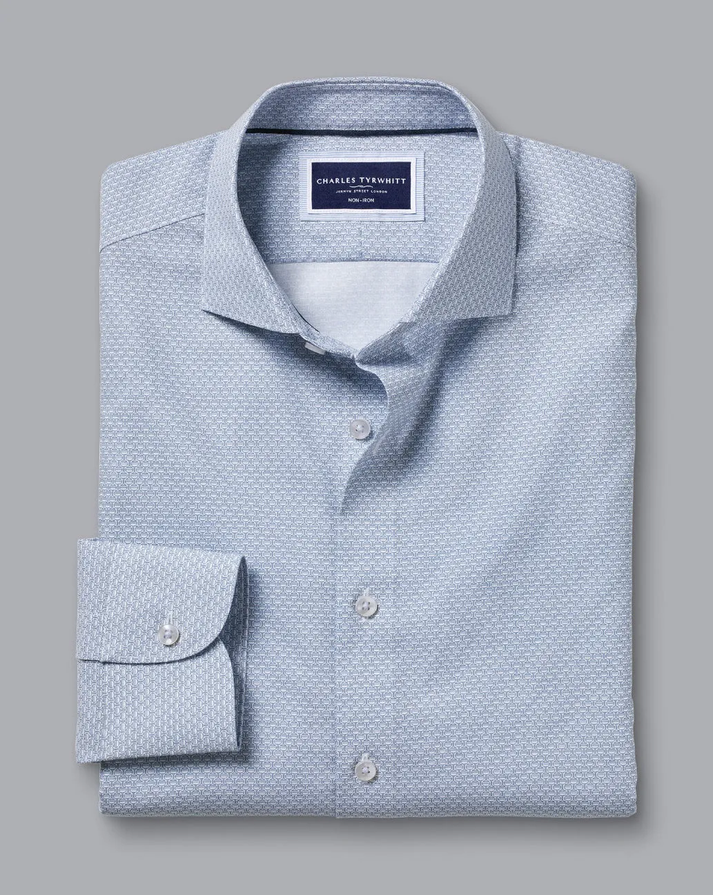 Ocean Blue Wine Glass Print Non-Iron Slim Fit Shirt