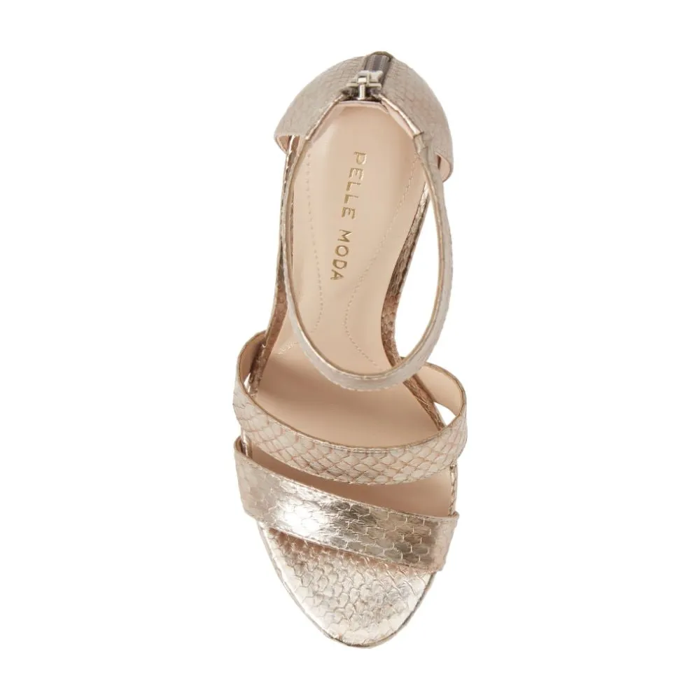 Ocean Platinum Brushed Snake Leather Pelle Moda Sandals