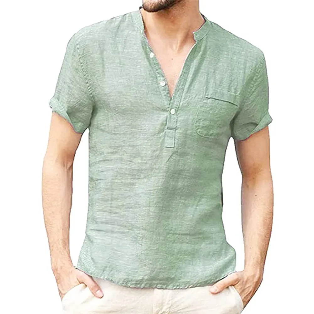 OLIX | Stylish Linen Shirt with Short Sleeves
