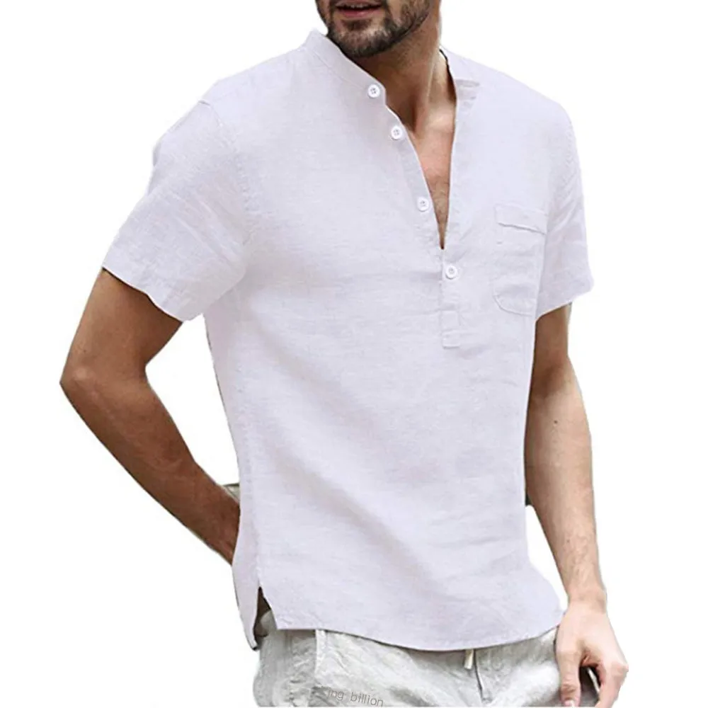 OLIX | Stylish Linen Shirt with Short Sleeves