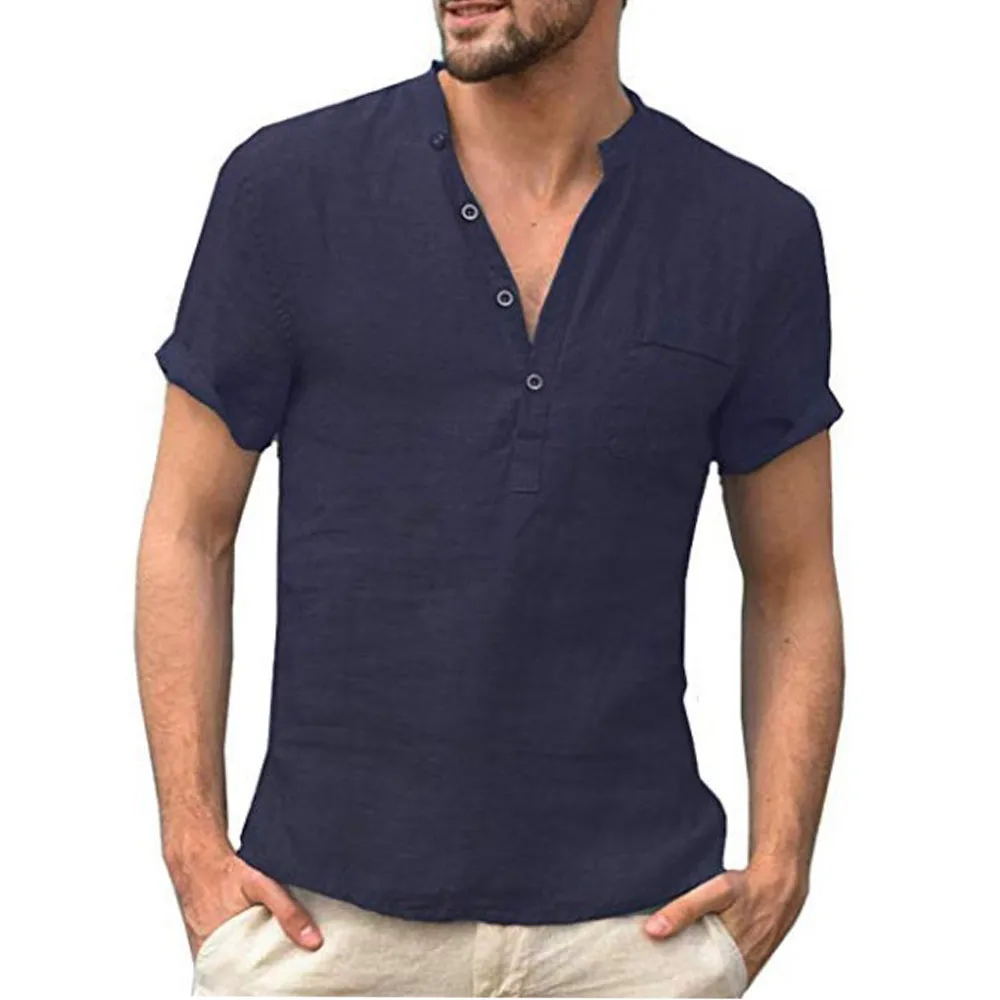 OLIX | Stylish Linen Shirt with Short Sleeves