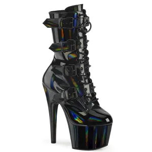 Pleaser Adore 1046 Womens 7" Heel, Platform Front Lace Ankle Boots with Buckles