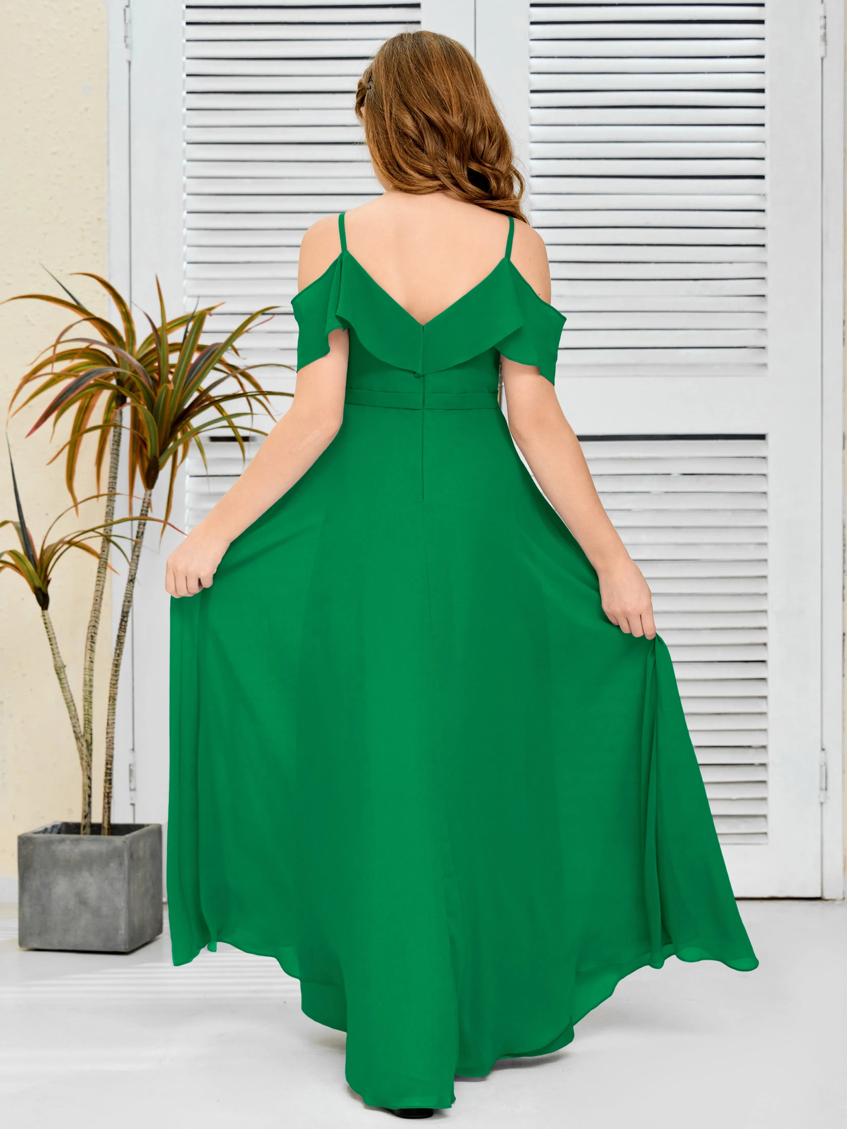 Refined Chiffon Junior Bridesmaid Dress With Wavy Neckline