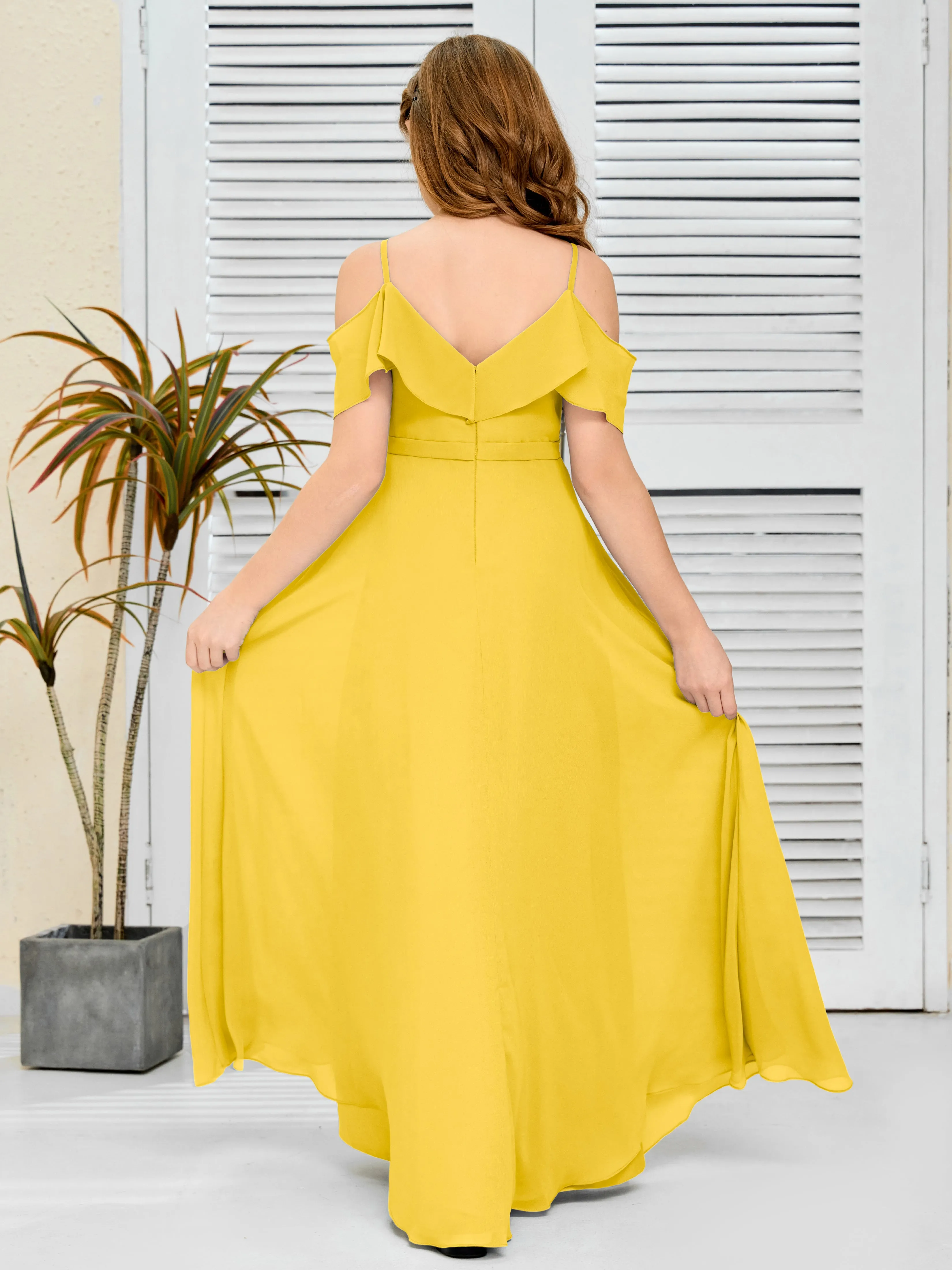 Refined Chiffon Junior Bridesmaid Dress With Wavy Neckline