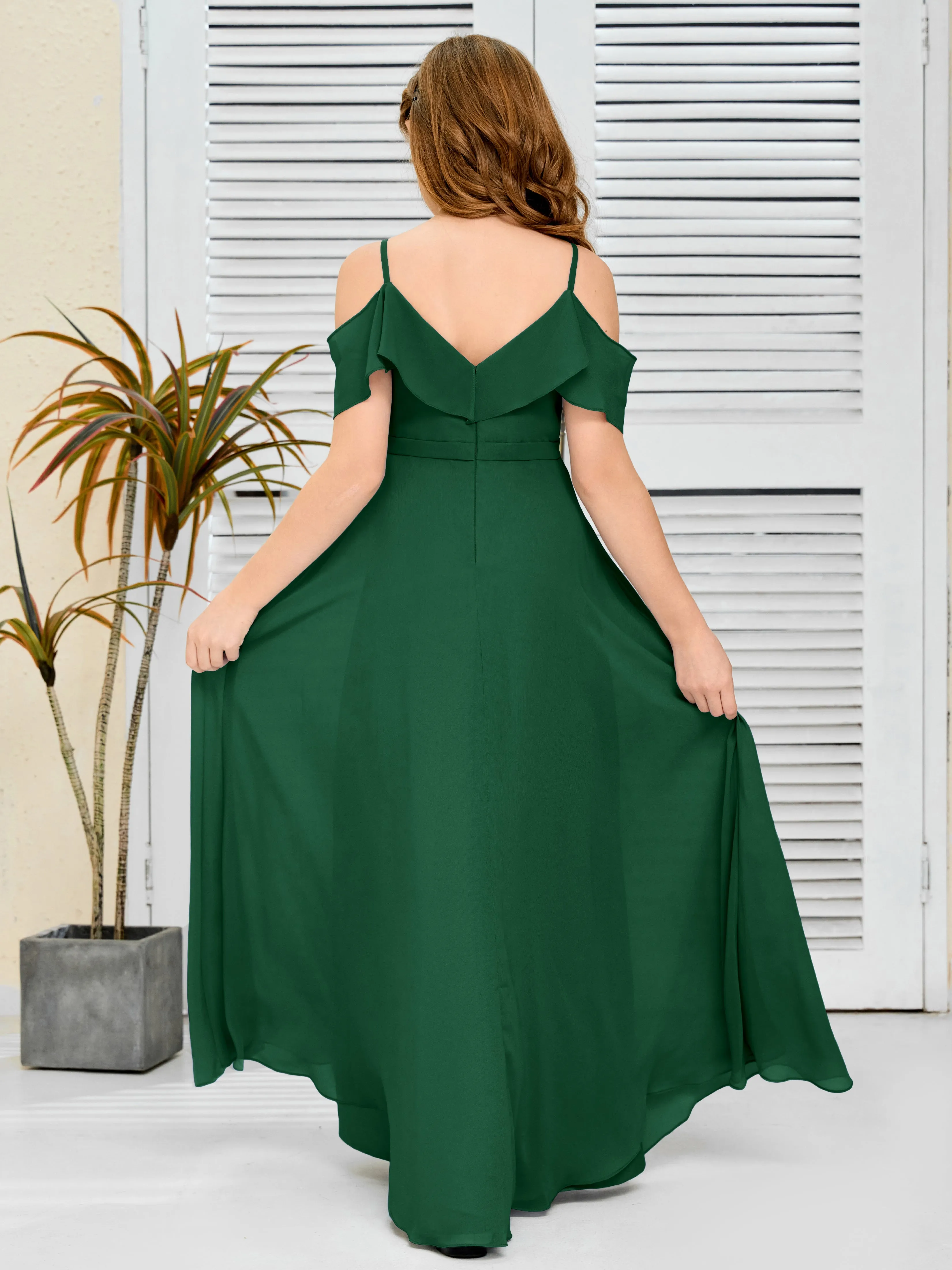 Refined Chiffon Junior Bridesmaid Dress With Wavy Neckline
