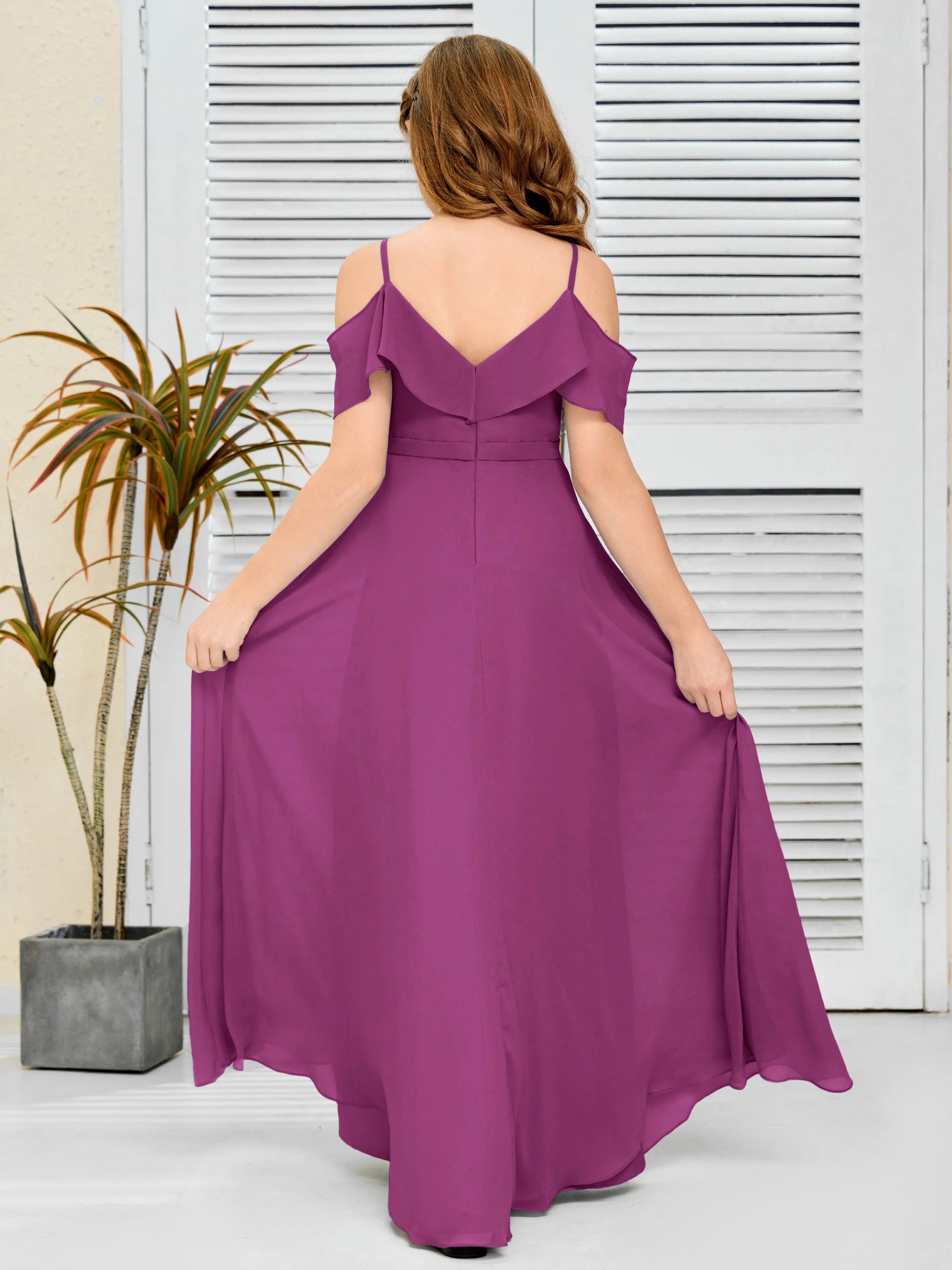 Refined Chiffon Junior Bridesmaid Dress With Wavy Neckline