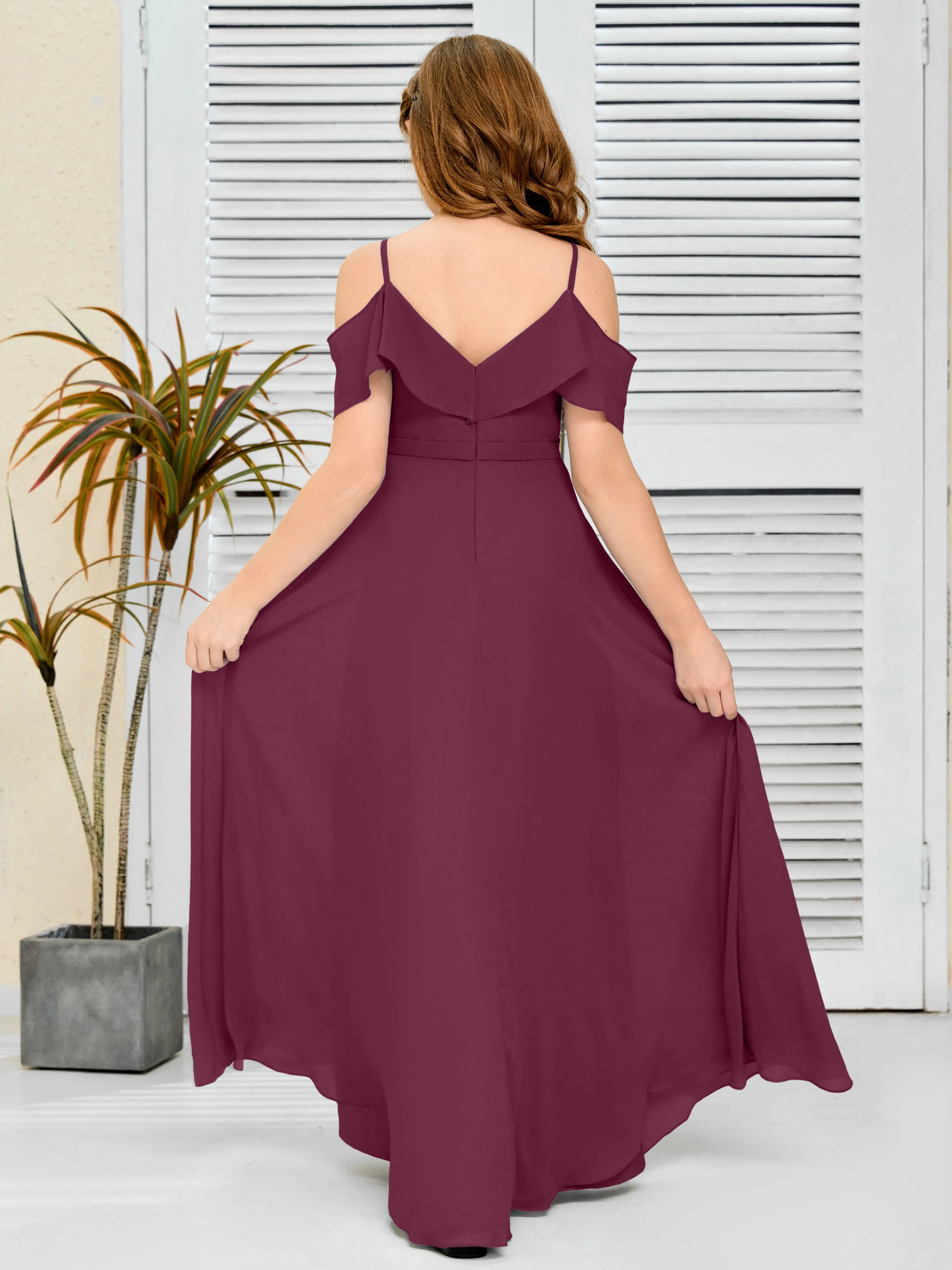 Refined Chiffon Junior Bridesmaid Dress With Wavy Neckline