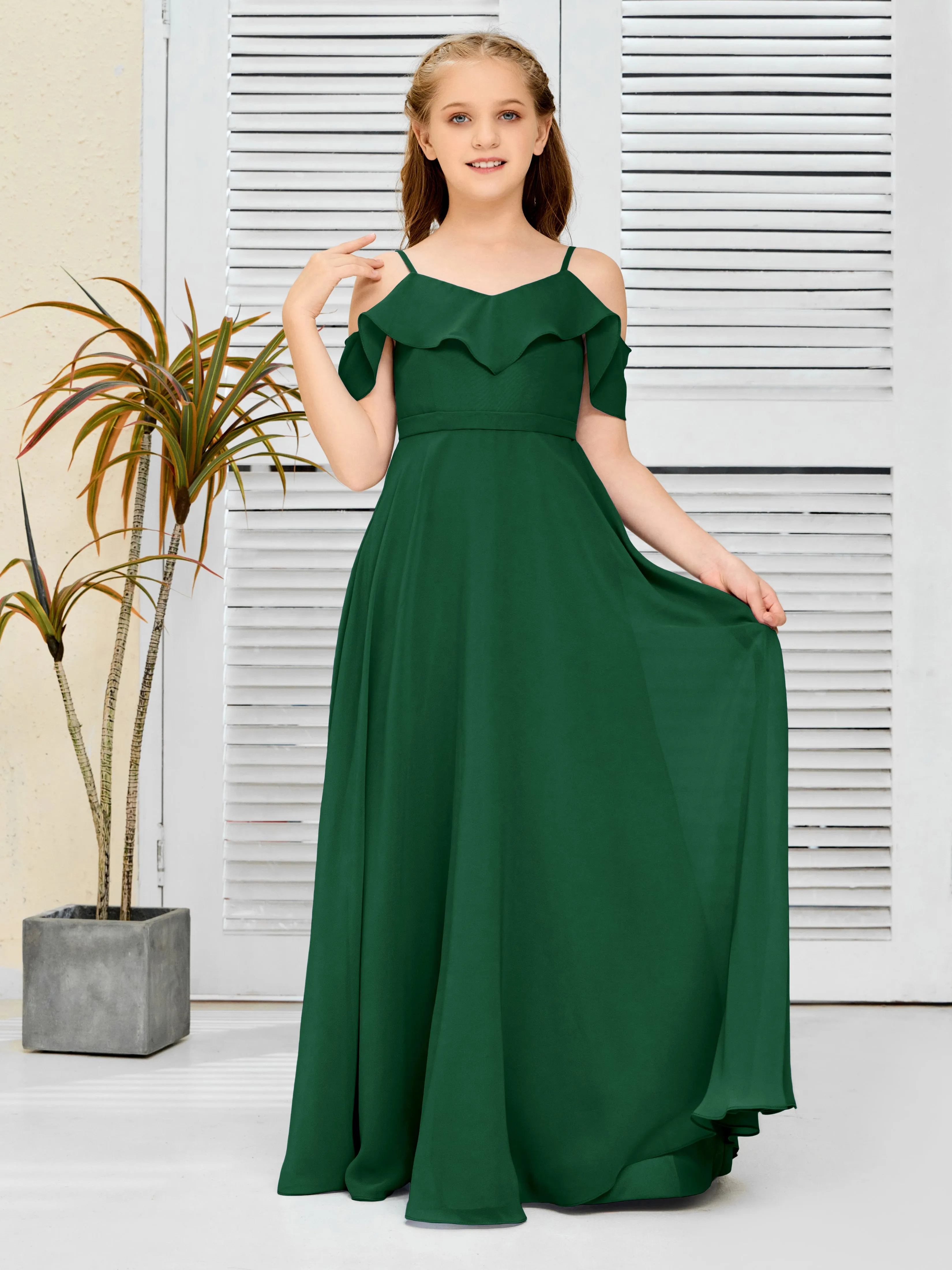 Refined Chiffon Junior Bridesmaid Dress With Wavy Neckline