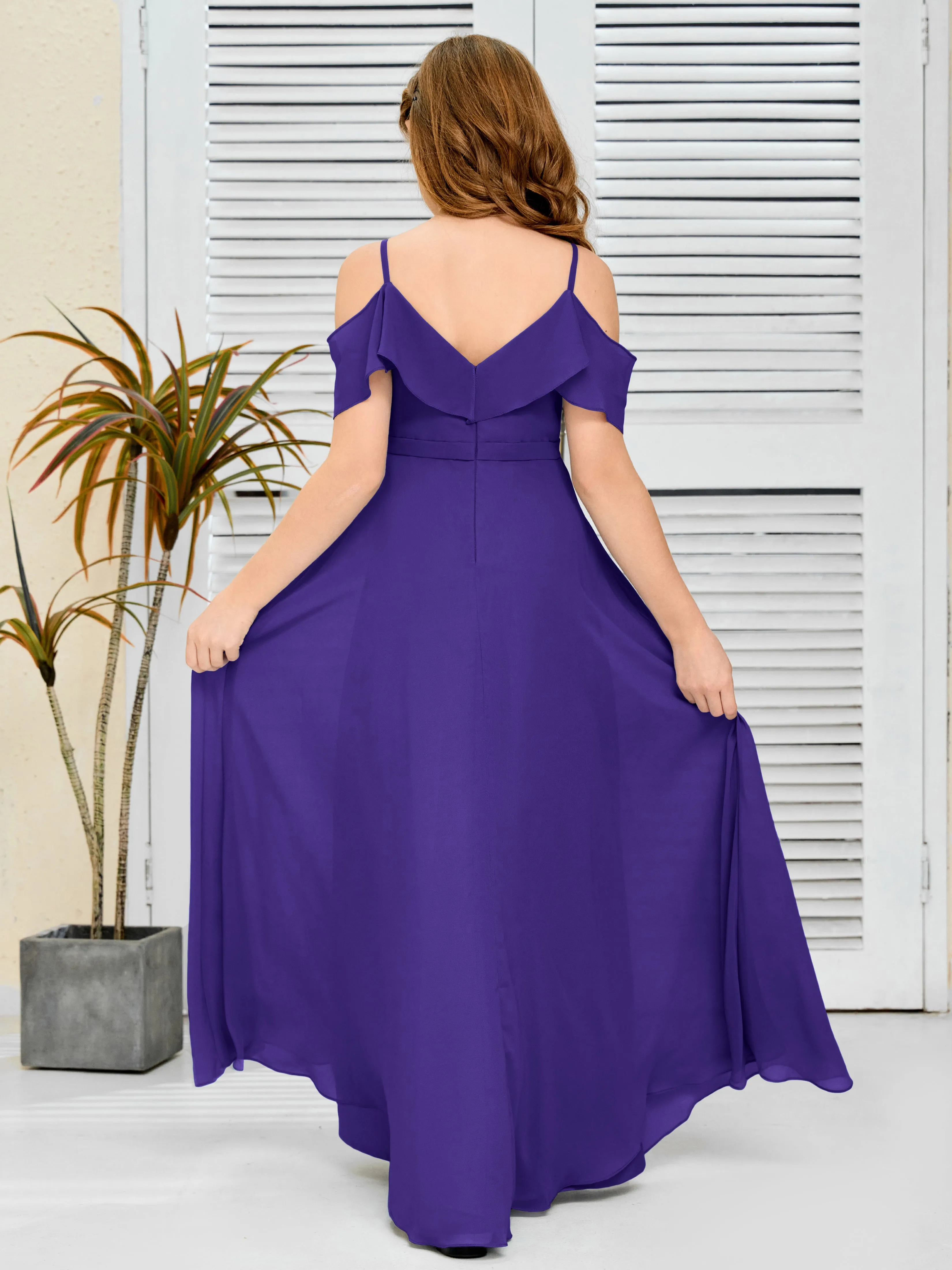 Refined Chiffon Junior Bridesmaid Dress With Wavy Neckline