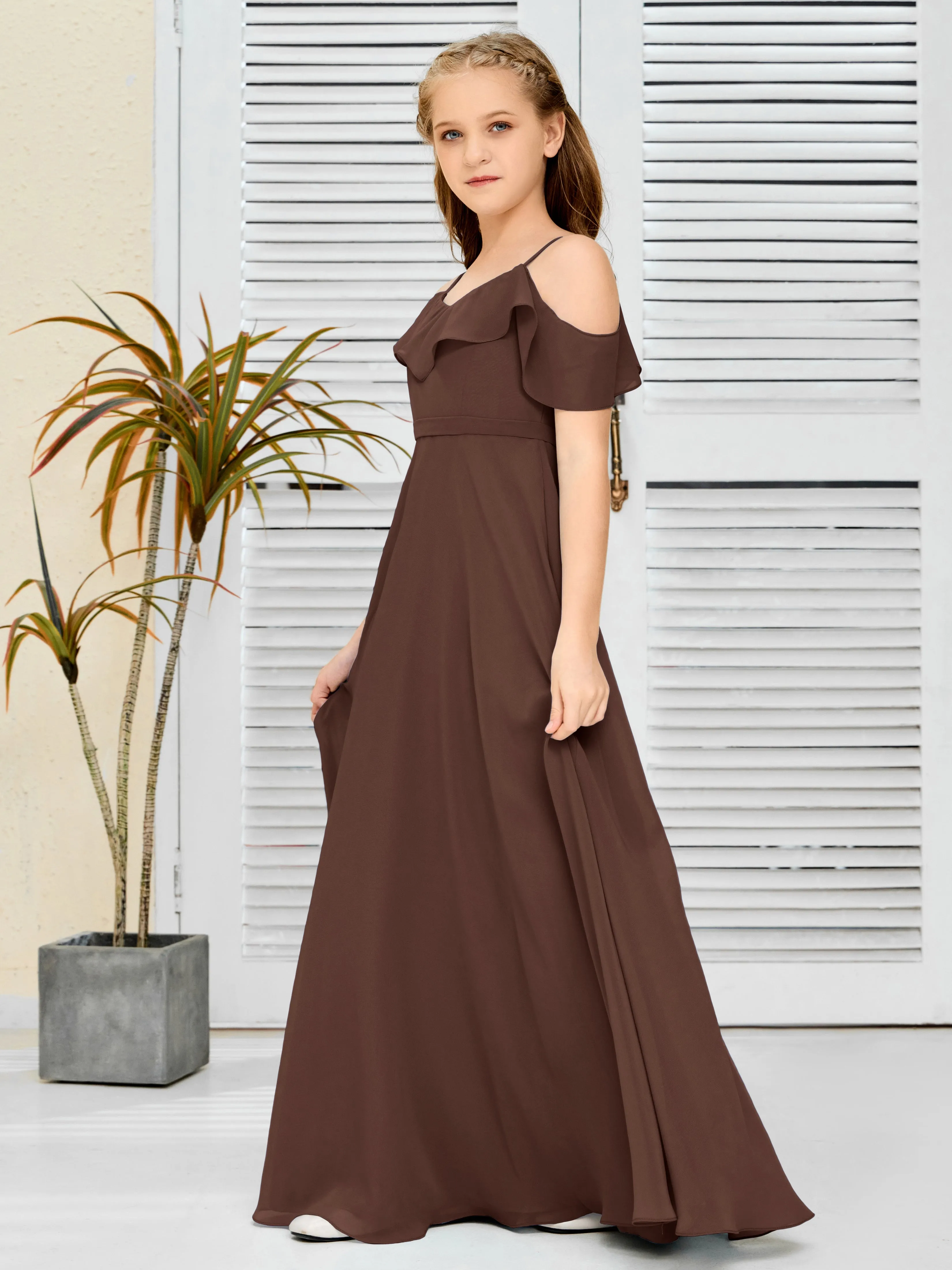 Refined Chiffon Junior Bridesmaid Dress With Wavy Neckline