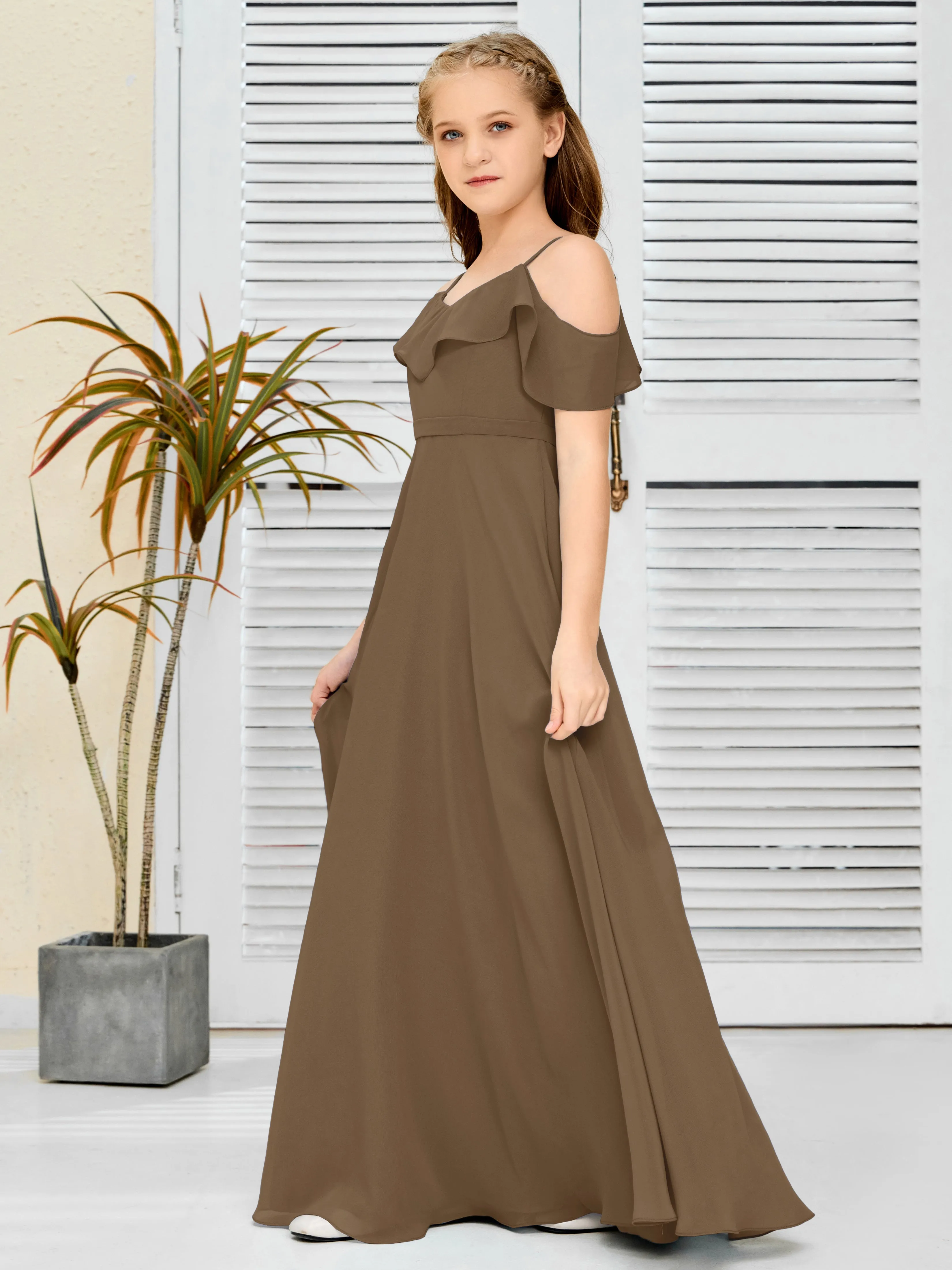 Refined Chiffon Junior Bridesmaid Dress With Wavy Neckline