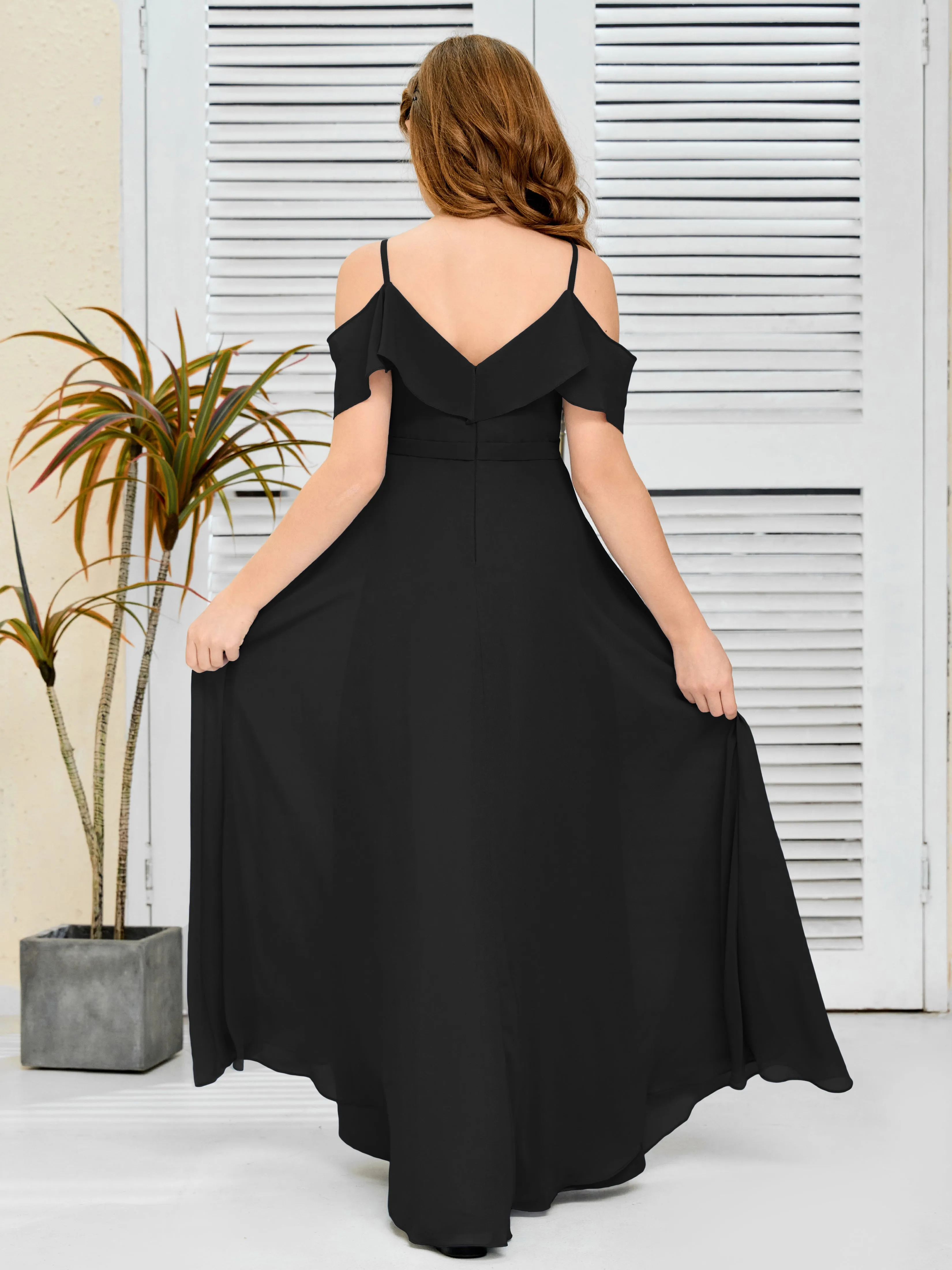 Refined Chiffon Junior Bridesmaid Dress With Wavy Neckline