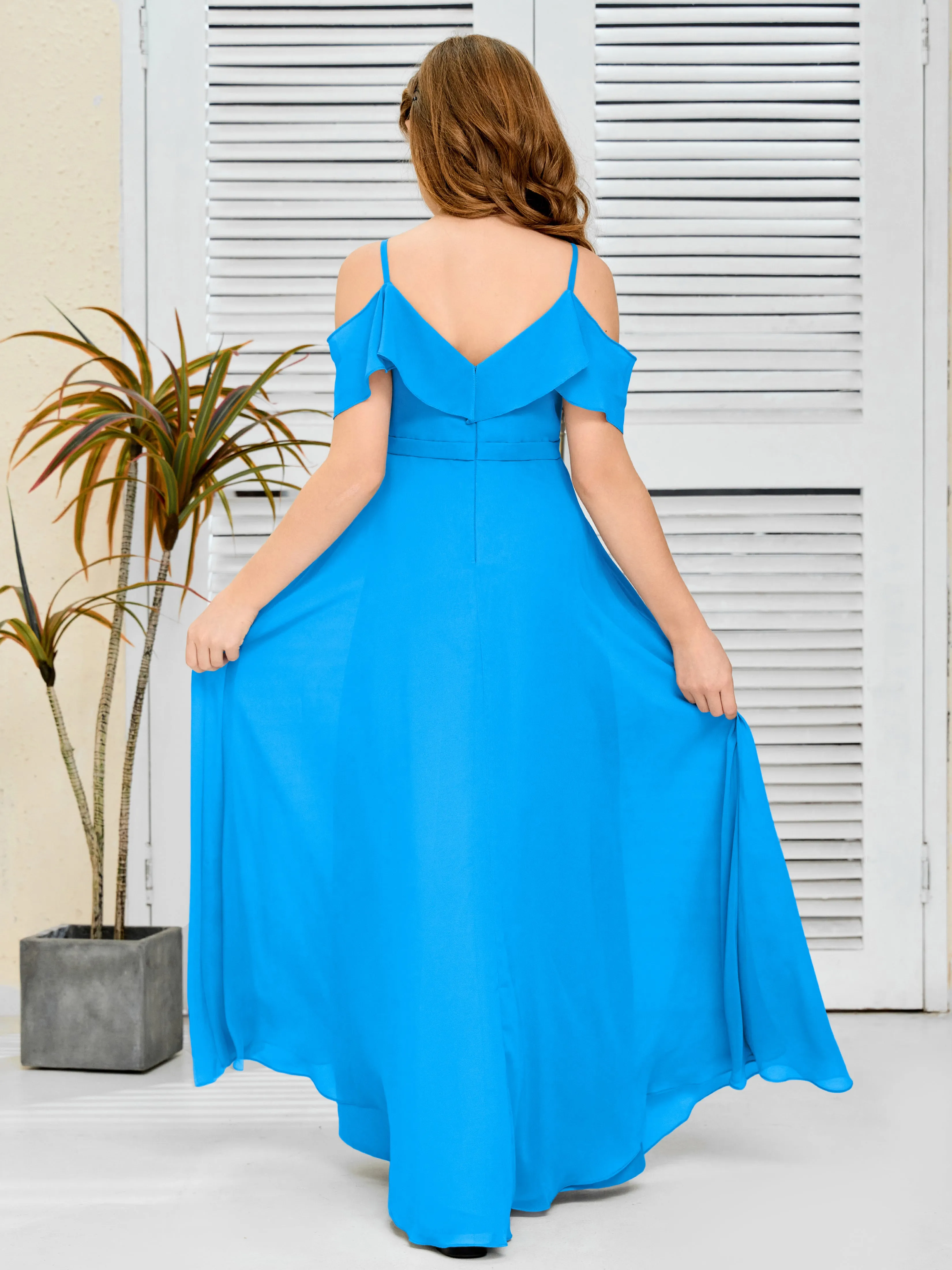 Refined Chiffon Junior Bridesmaid Dress With Wavy Neckline