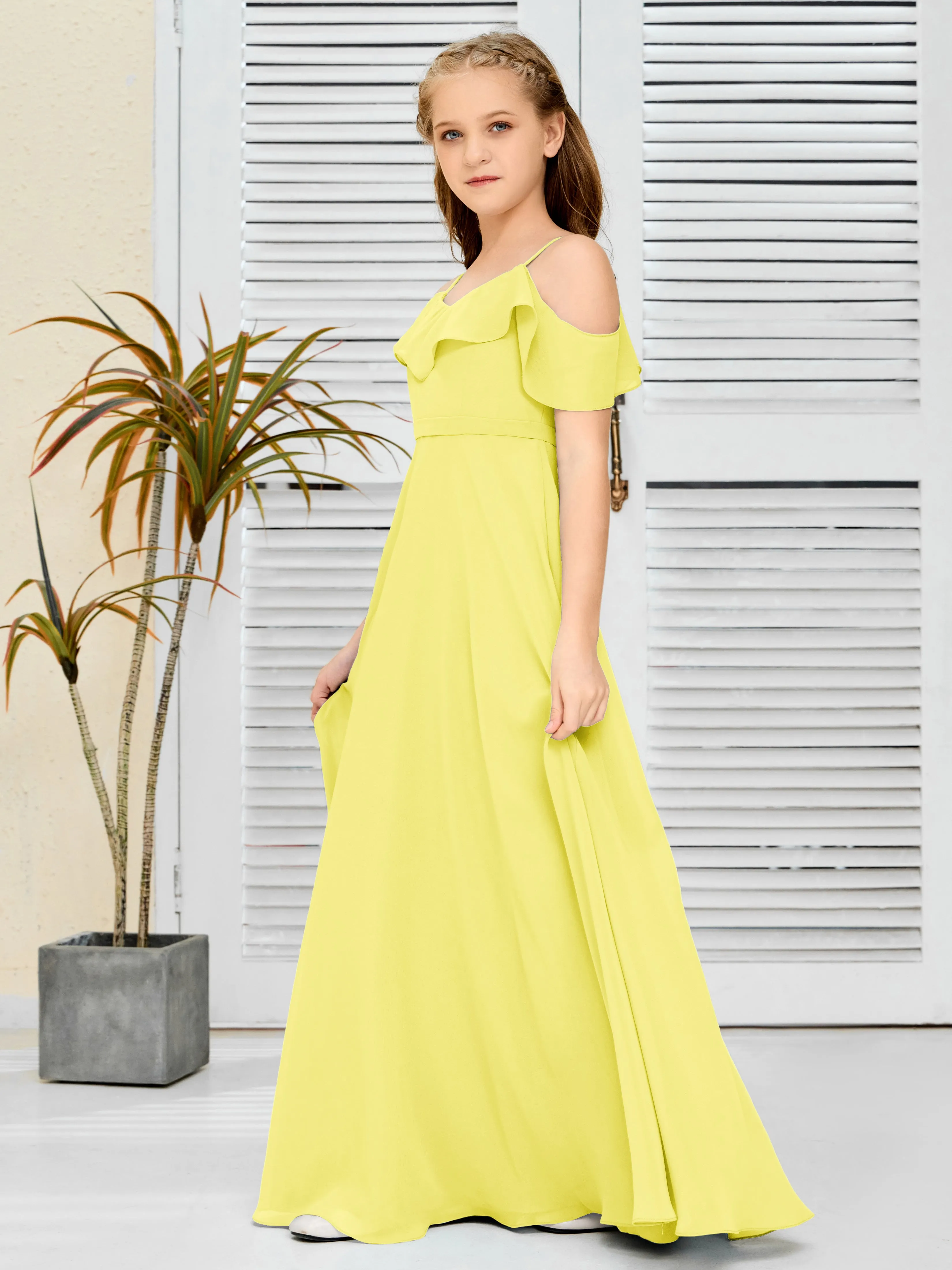 Refined Chiffon Junior Bridesmaid Dress With Wavy Neckline