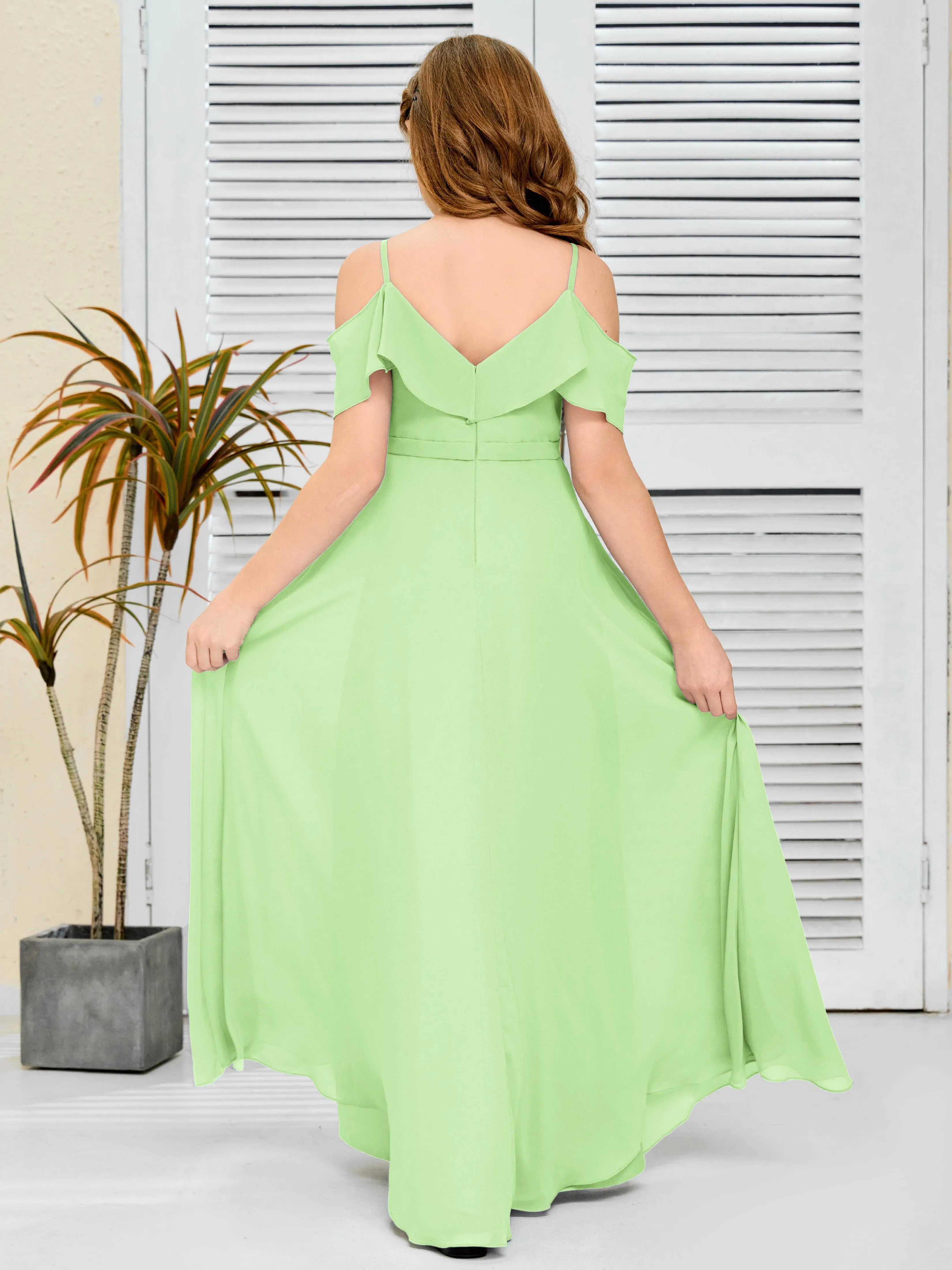 Refined Chiffon Junior Bridesmaid Dress With Wavy Neckline
