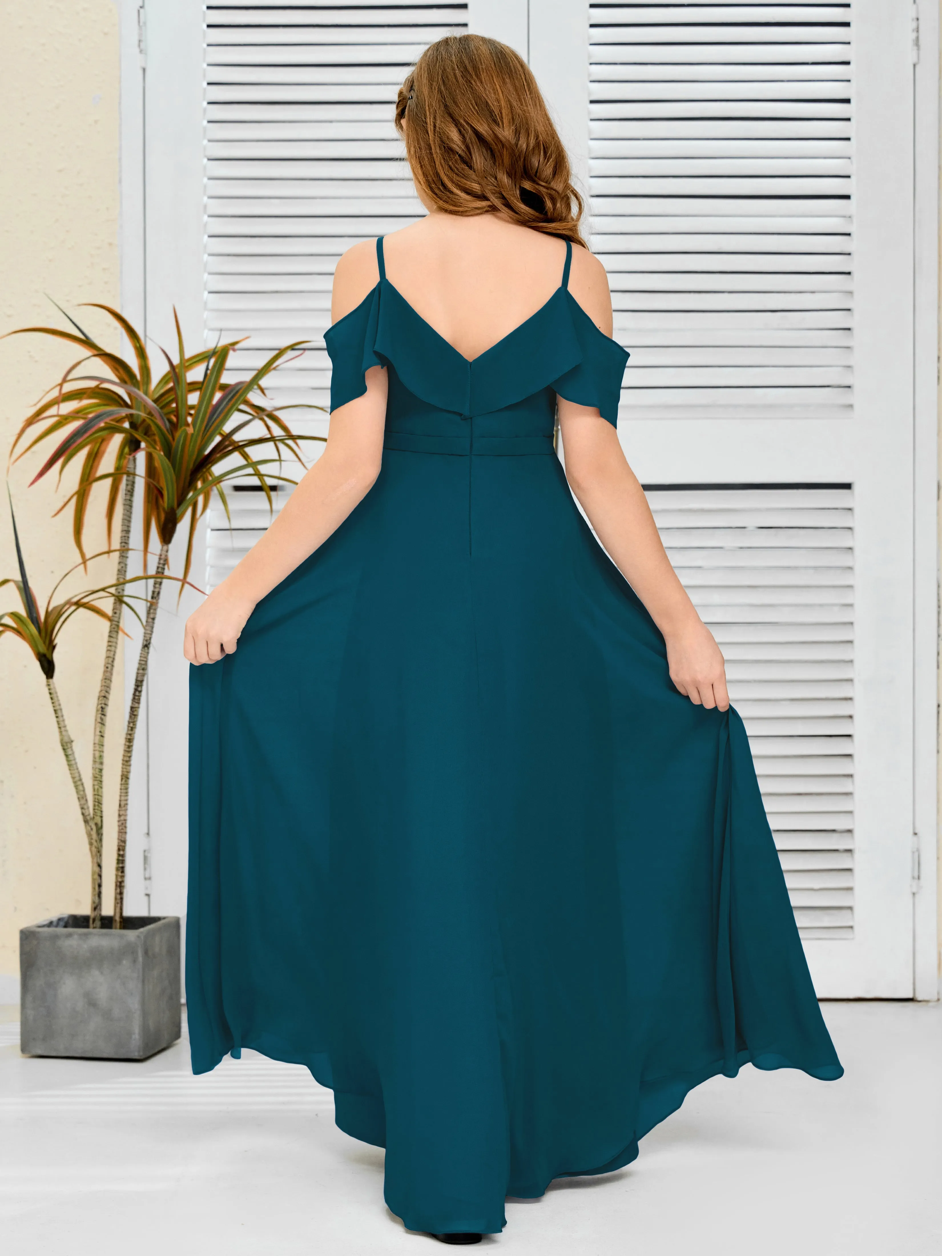 Refined Chiffon Junior Bridesmaid Dress With Wavy Neckline