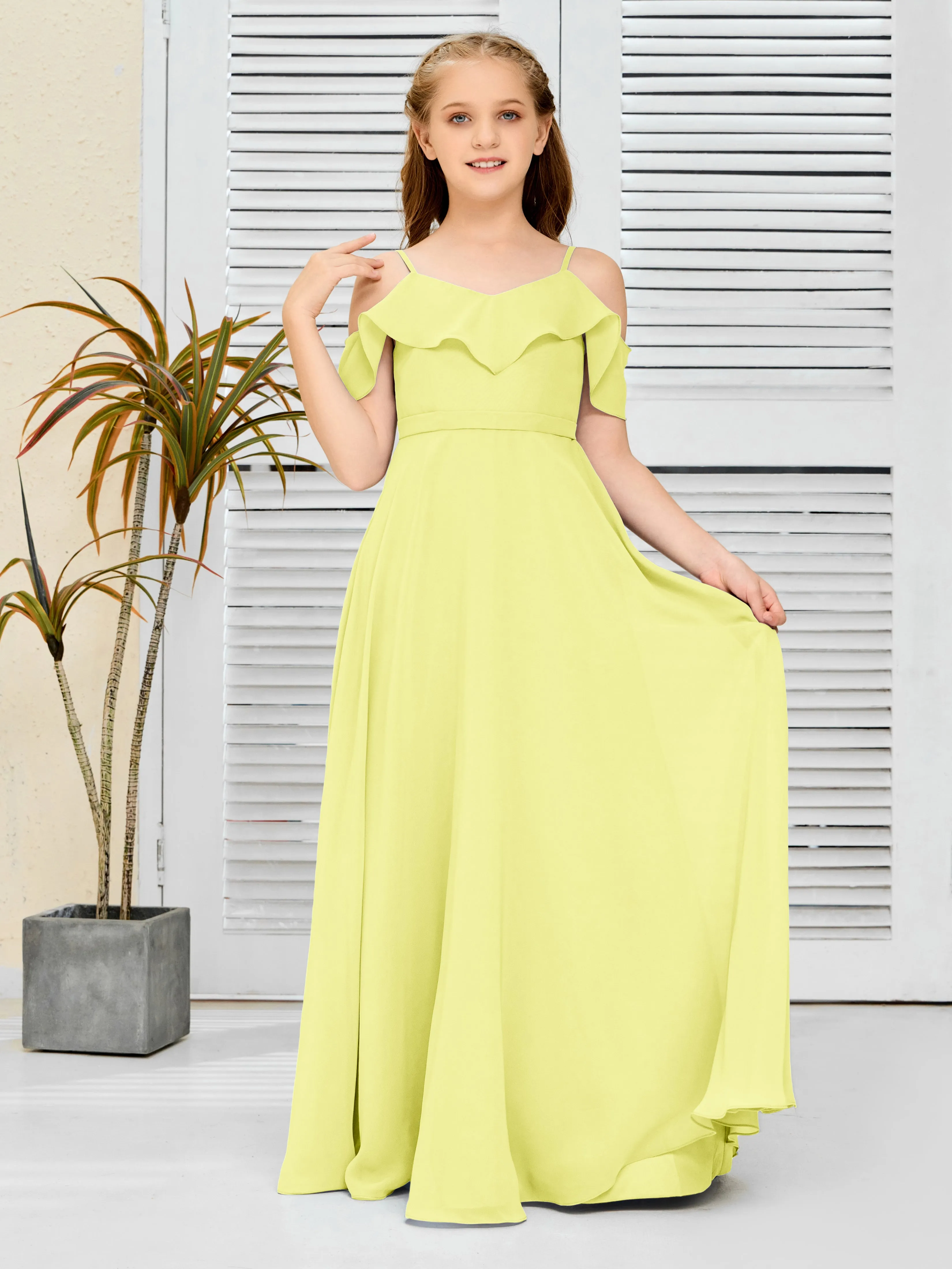 Refined Chiffon Junior Bridesmaid Dress With Wavy Neckline