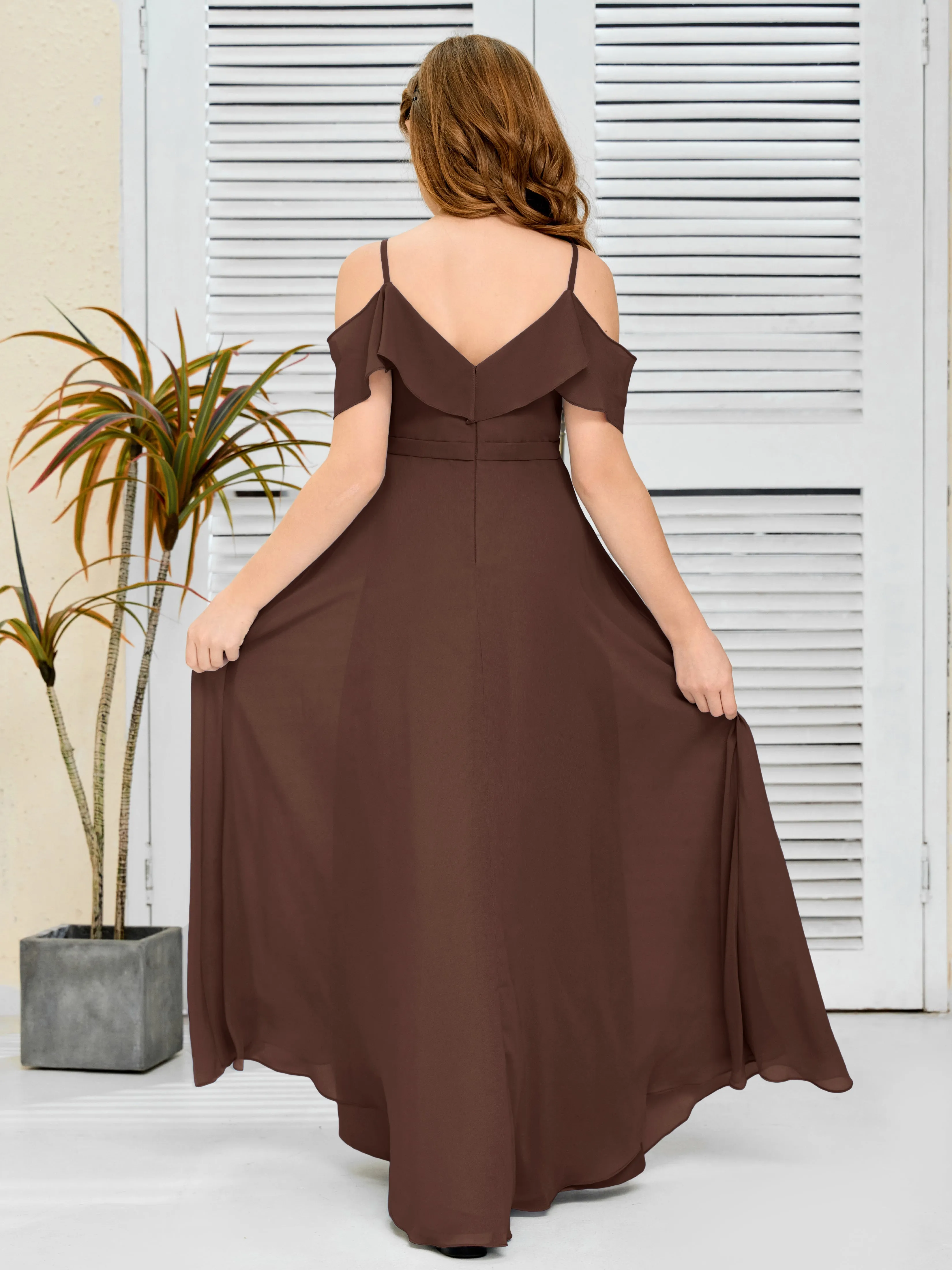Refined Chiffon Junior Bridesmaid Dress With Wavy Neckline
