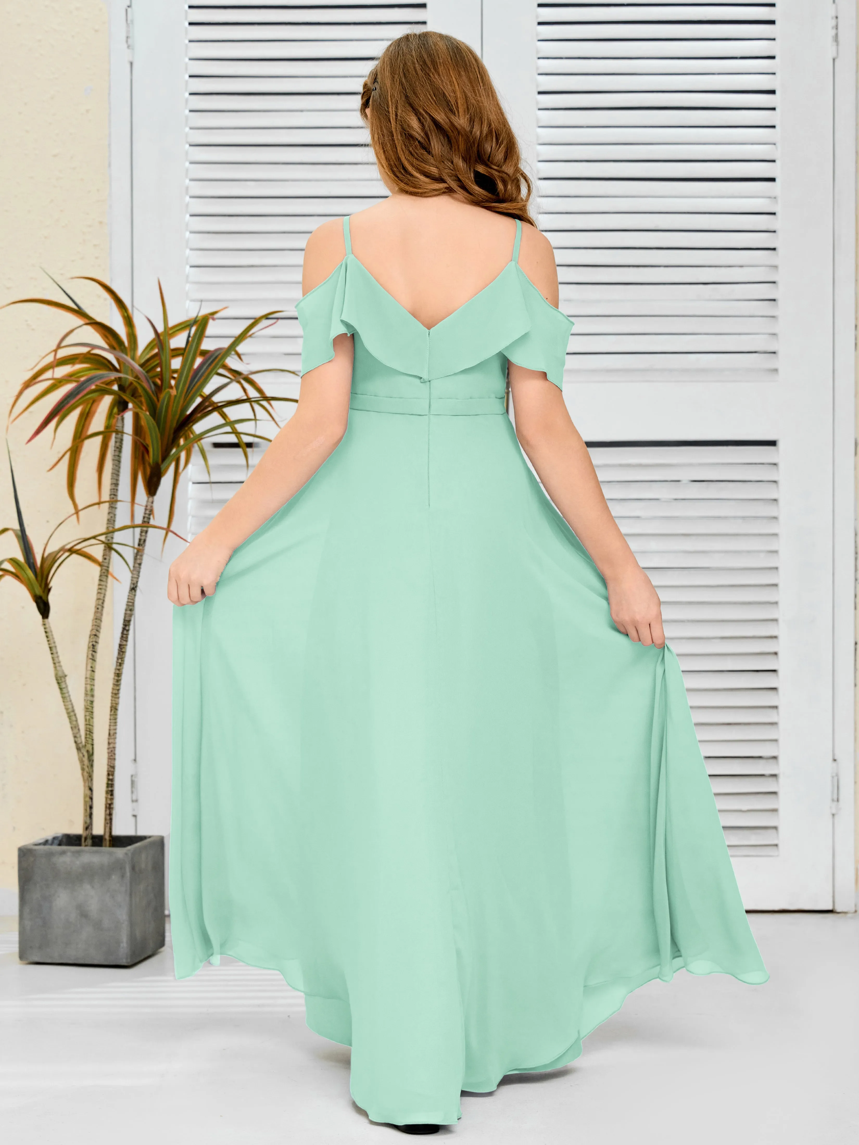Refined Chiffon Junior Bridesmaid Dress With Wavy Neckline