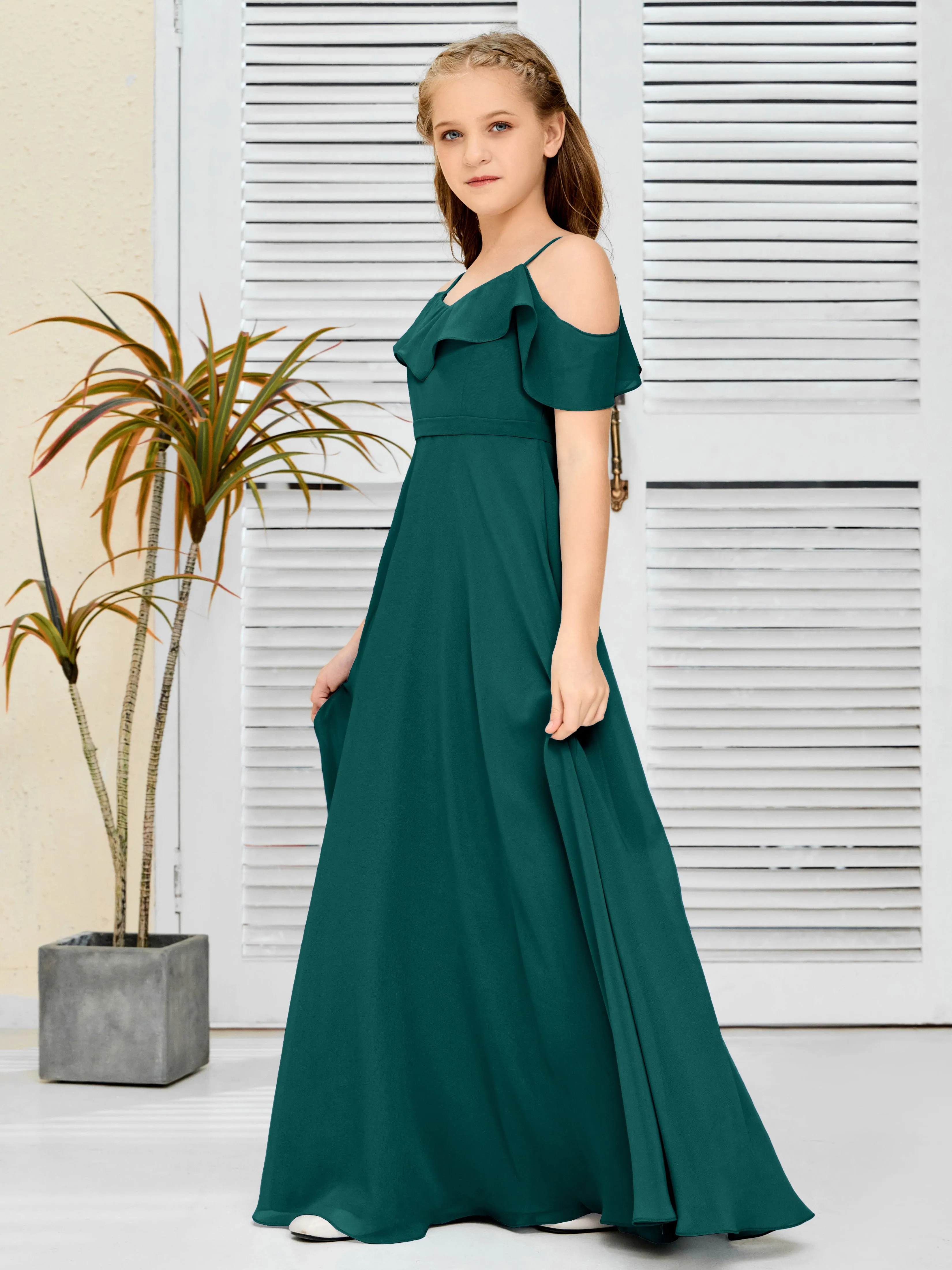 Refined Chiffon Junior Bridesmaid Dress With Wavy Neckline