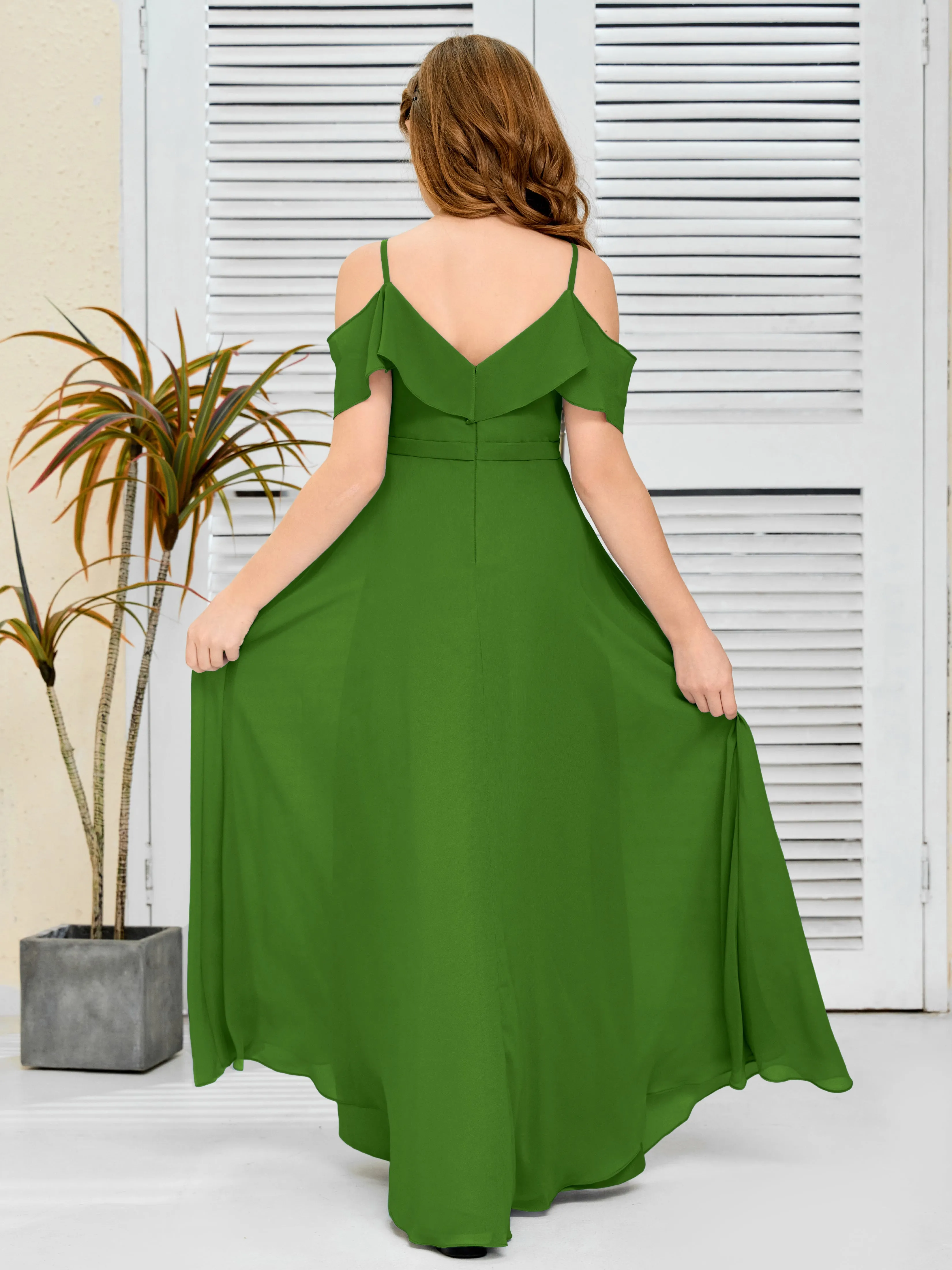 Refined Chiffon Junior Bridesmaid Dress With Wavy Neckline