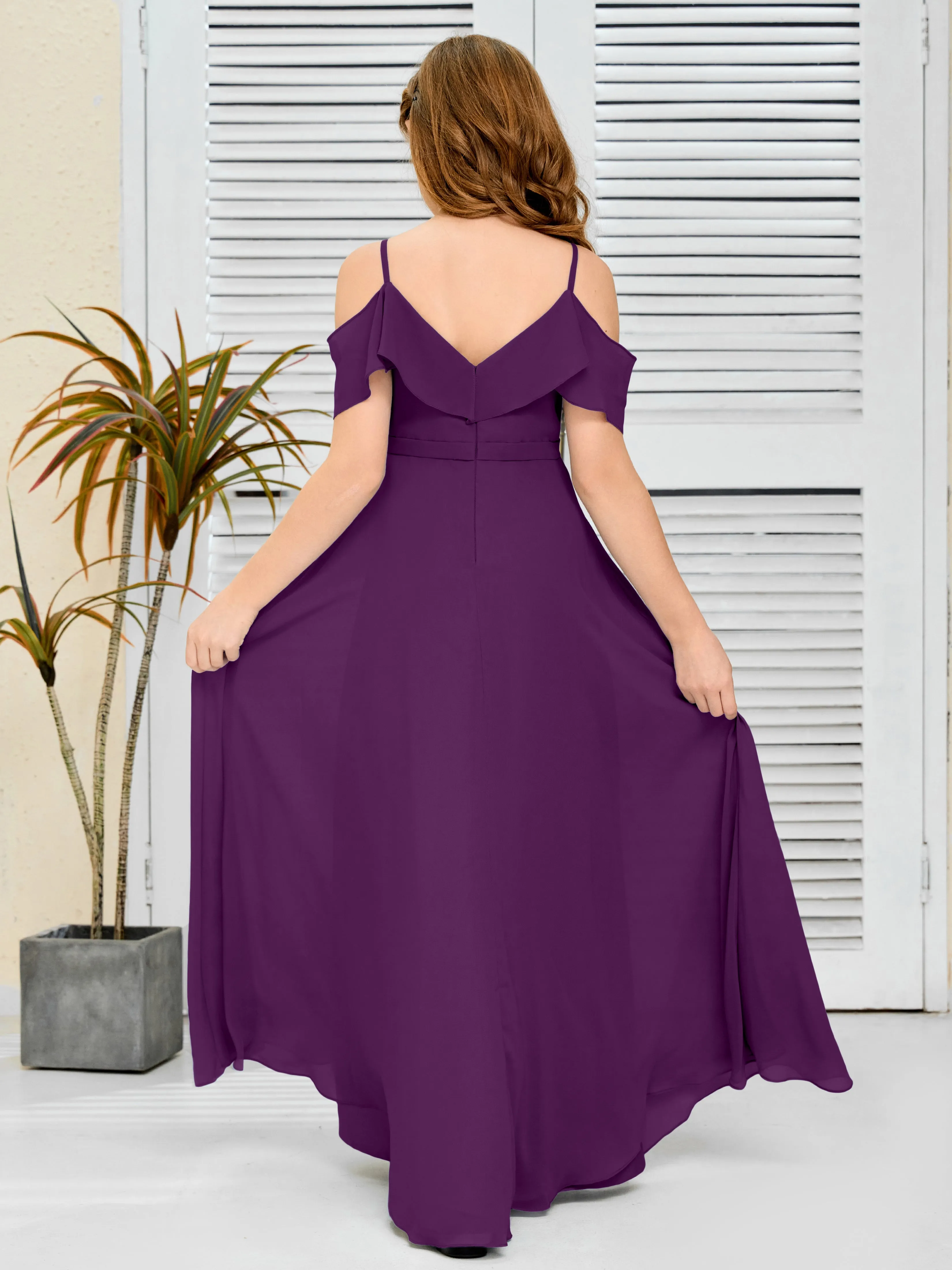 Refined Chiffon Junior Bridesmaid Dress With Wavy Neckline