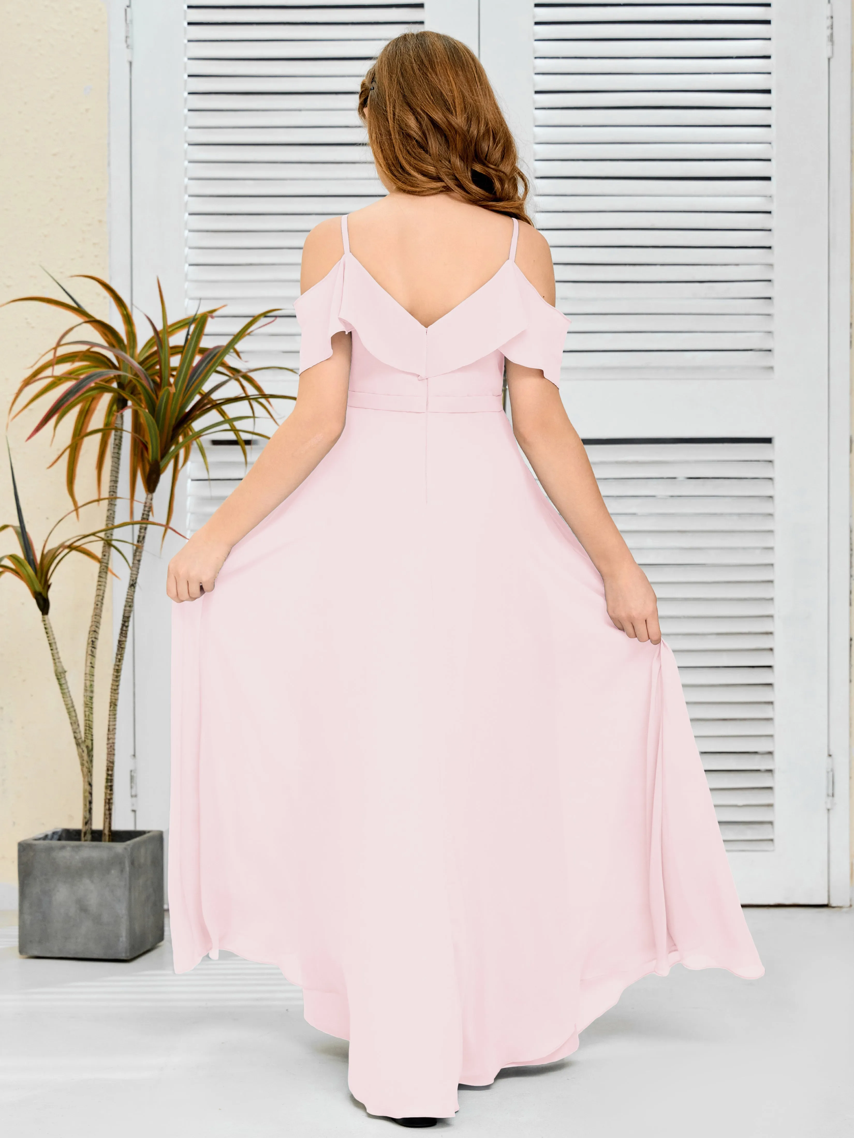 Refined Chiffon Junior Bridesmaid Dress With Wavy Neckline