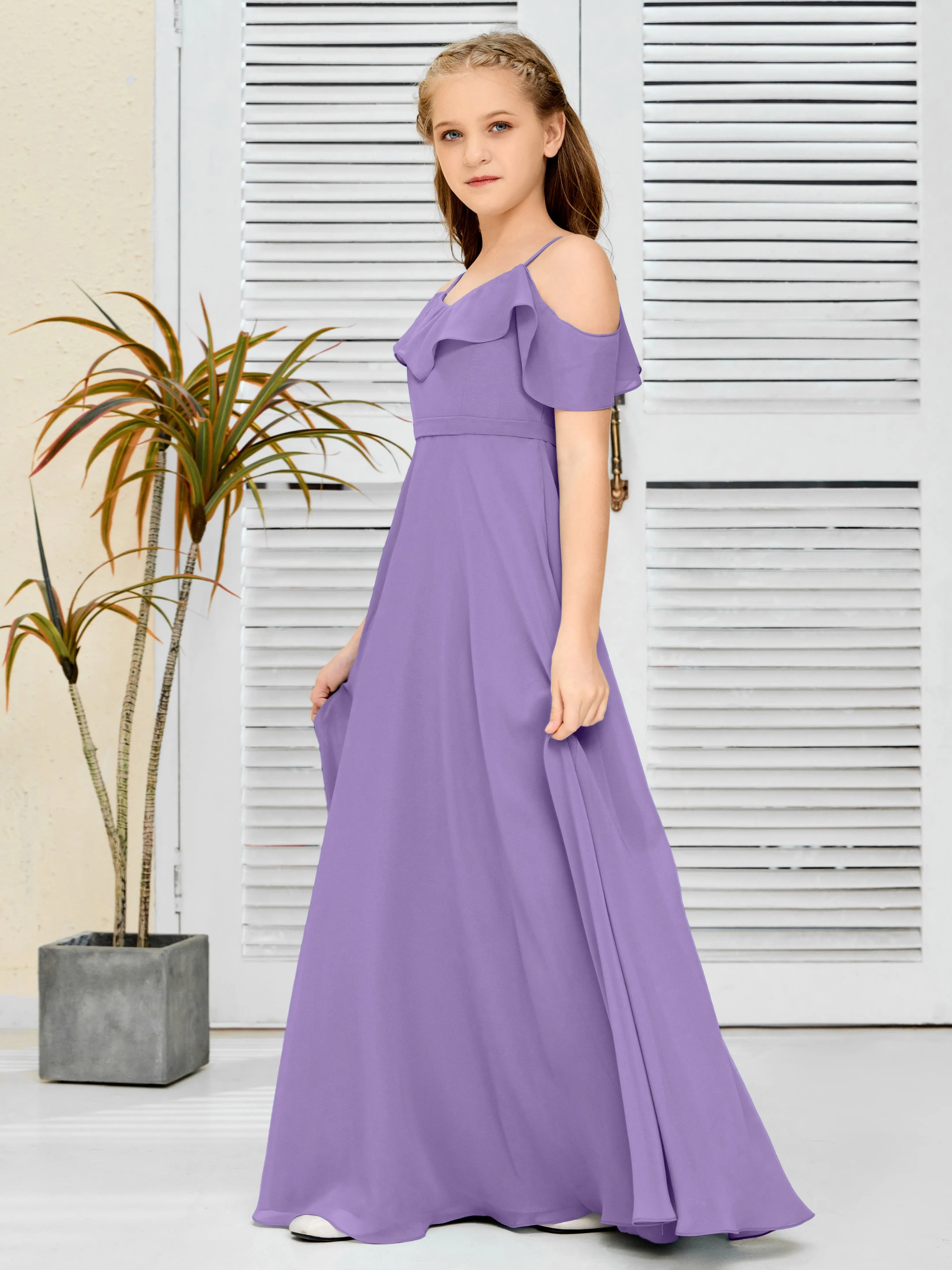 Refined Chiffon Junior Bridesmaid Dress With Wavy Neckline