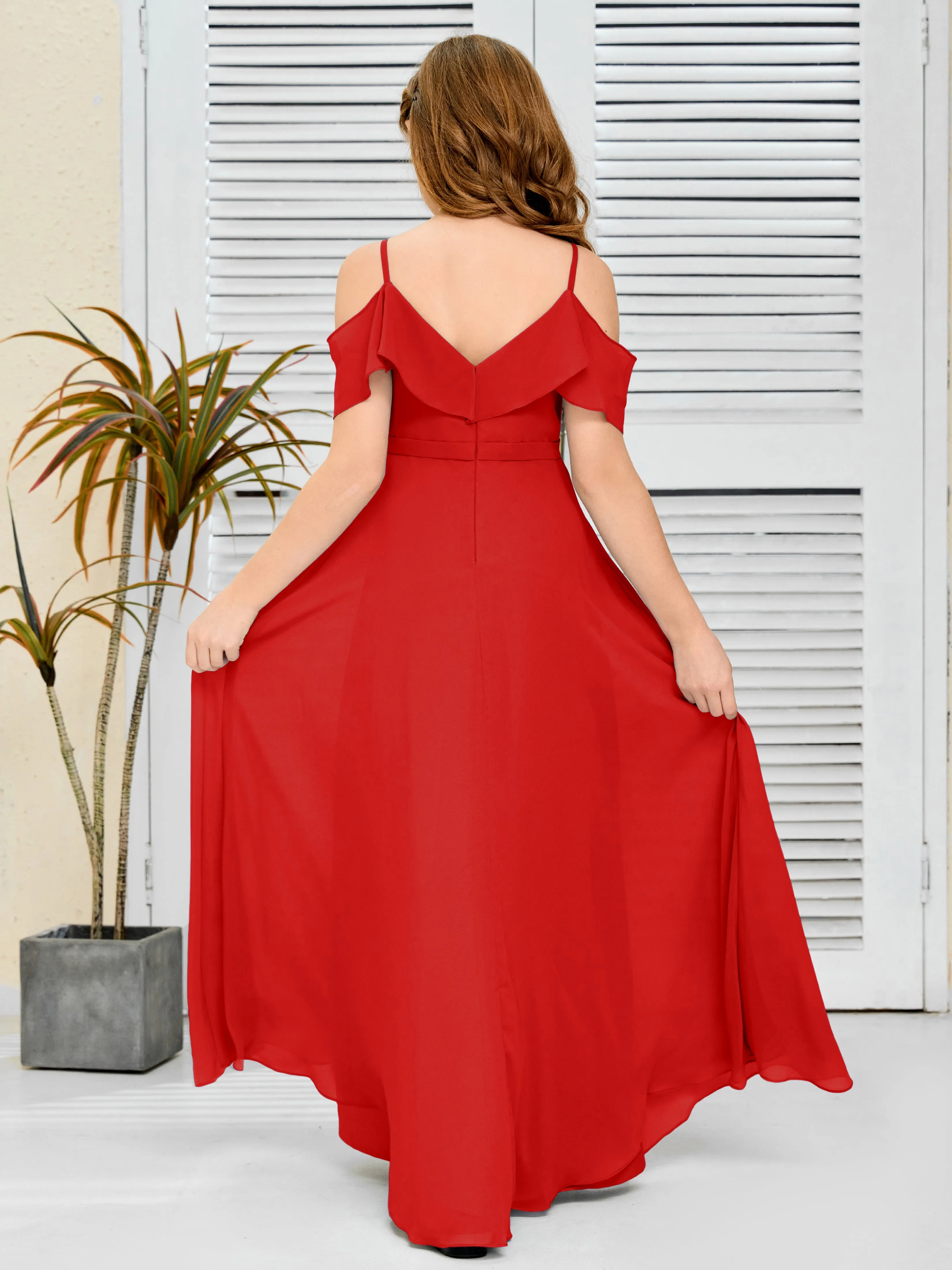 Refined Chiffon Junior Bridesmaid Dress With Wavy Neckline