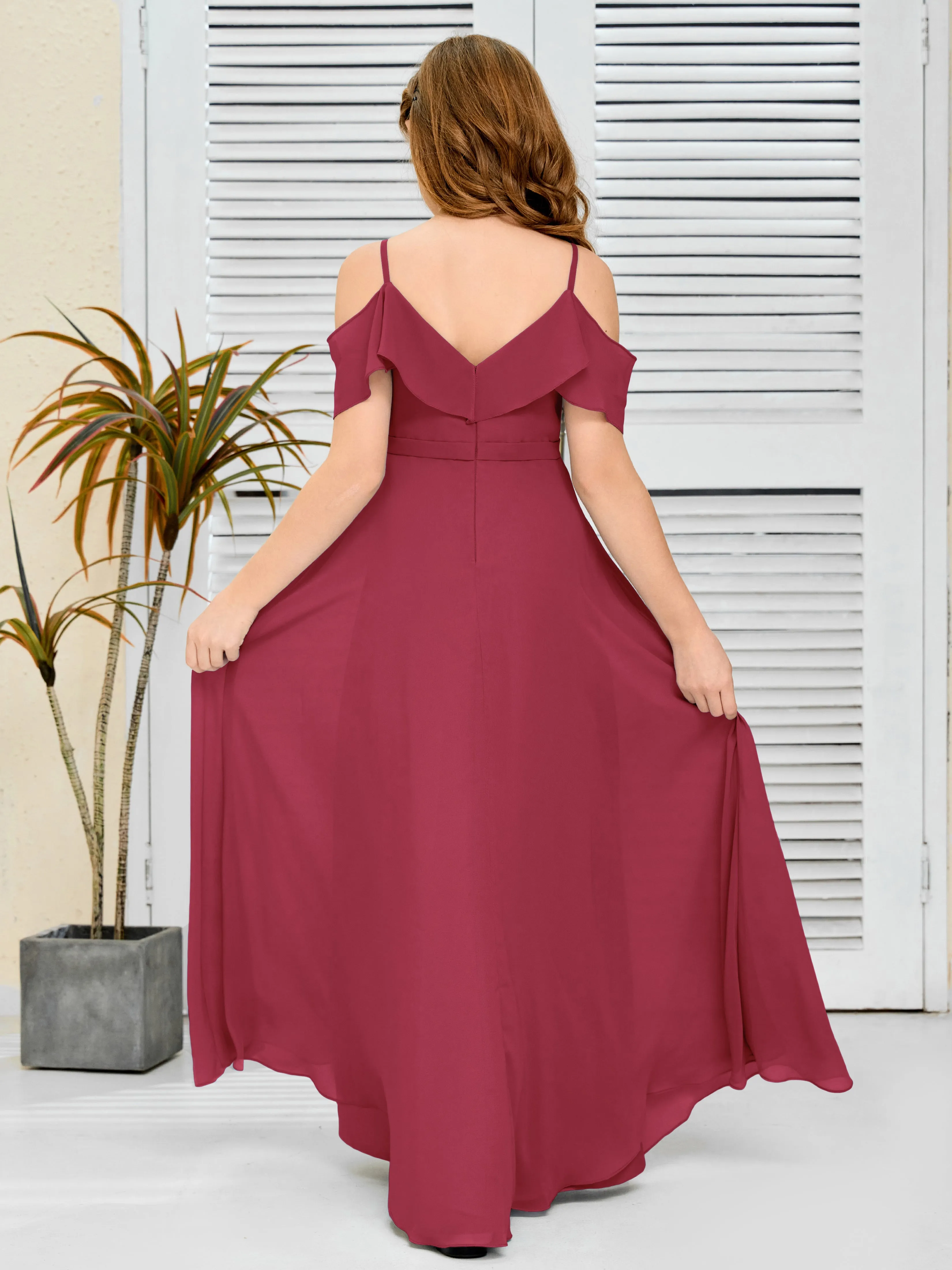 Refined Chiffon Junior Bridesmaid Dress With Wavy Neckline