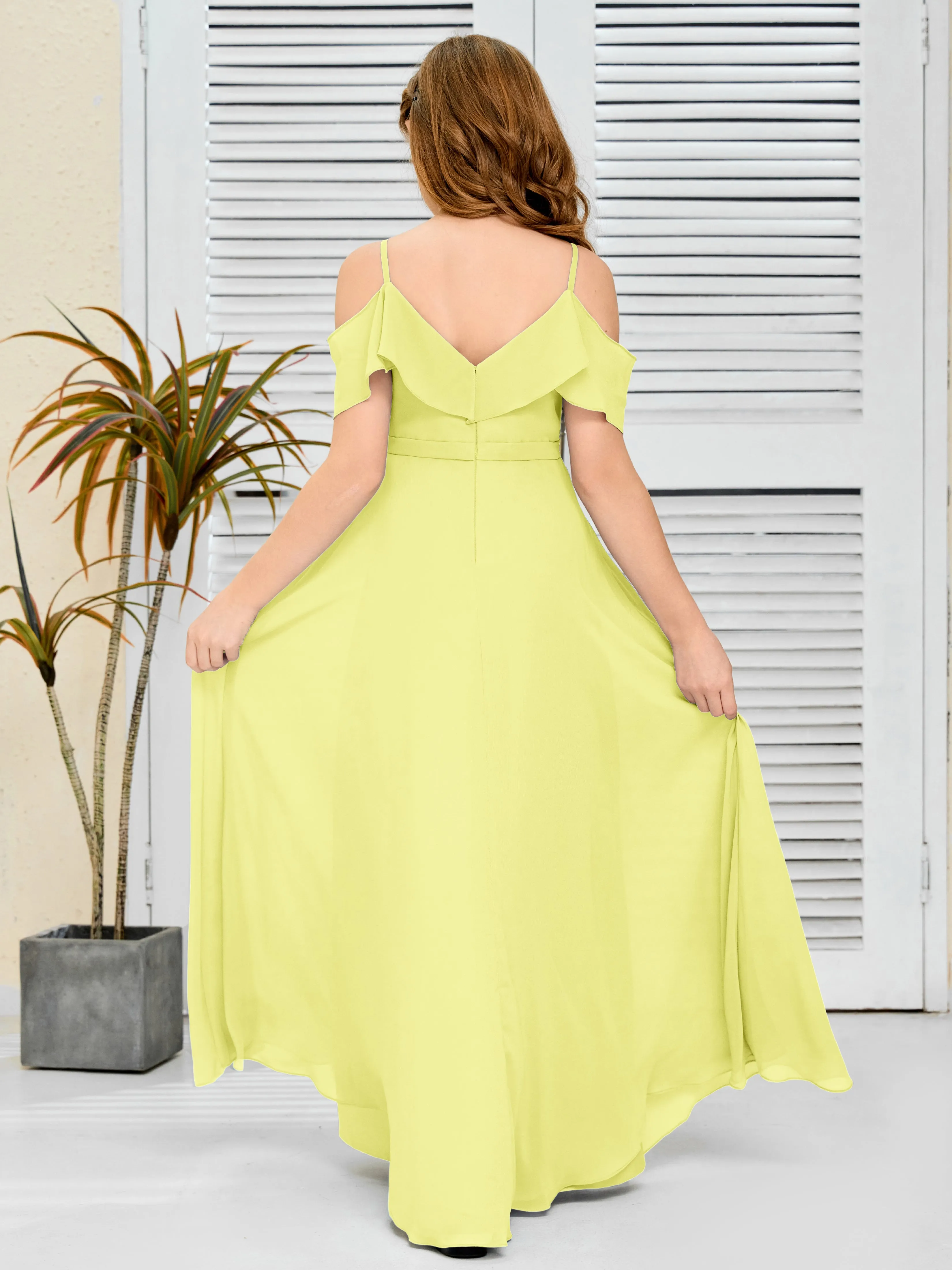 Refined Chiffon Junior Bridesmaid Dress With Wavy Neckline