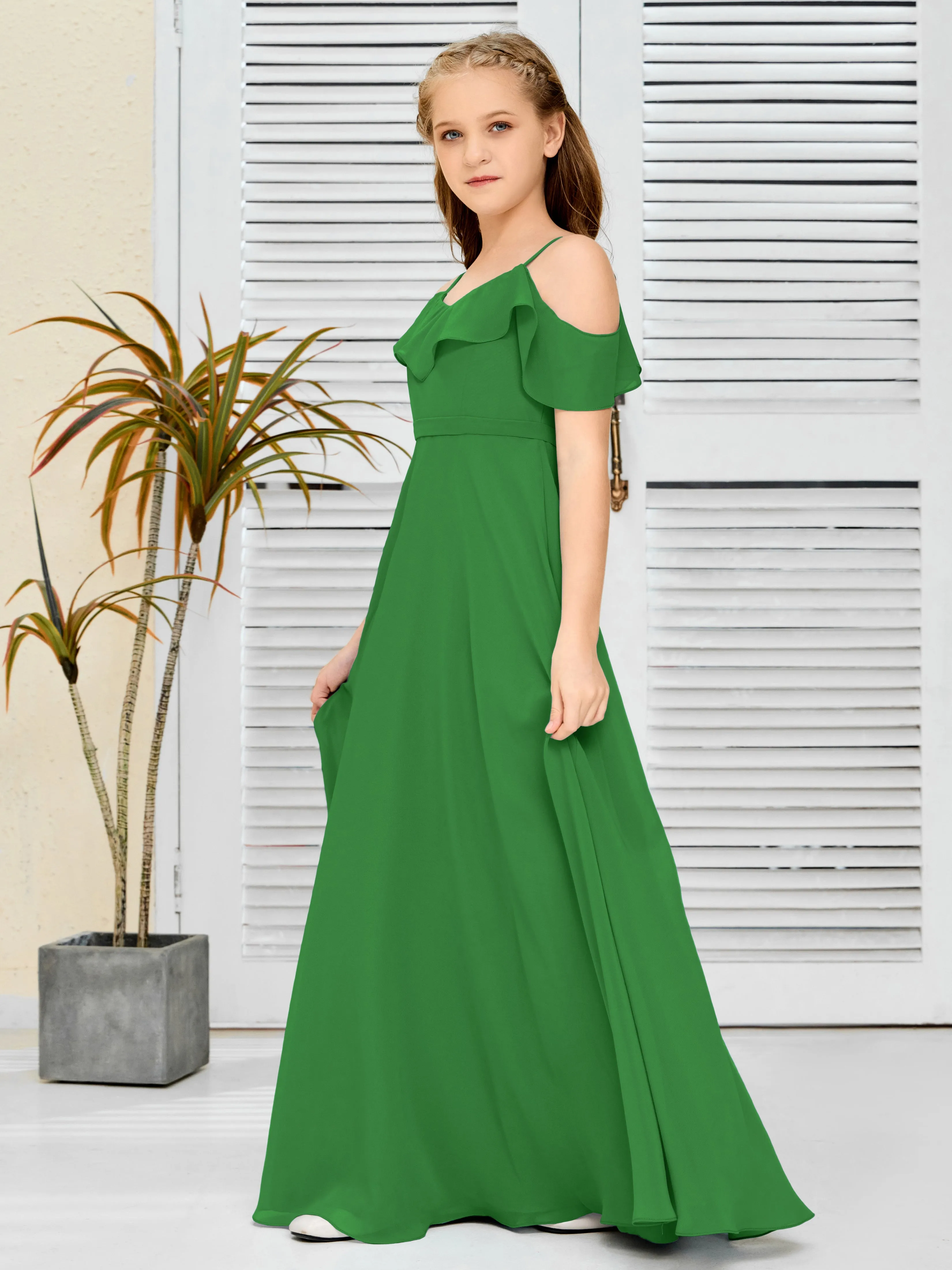 Refined Chiffon Junior Bridesmaid Dress With Wavy Neckline
