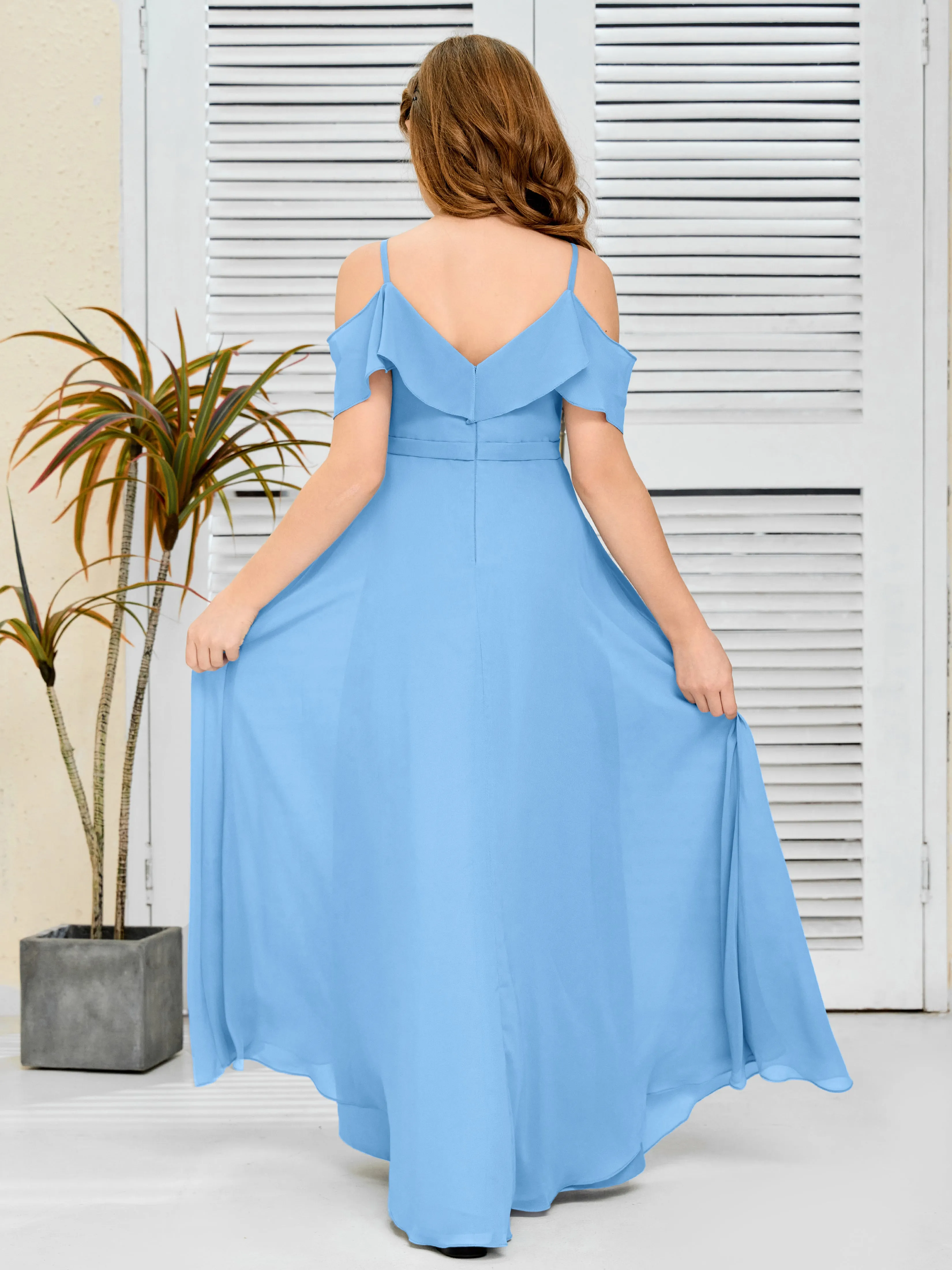 Refined Chiffon Junior Bridesmaid Dress With Wavy Neckline