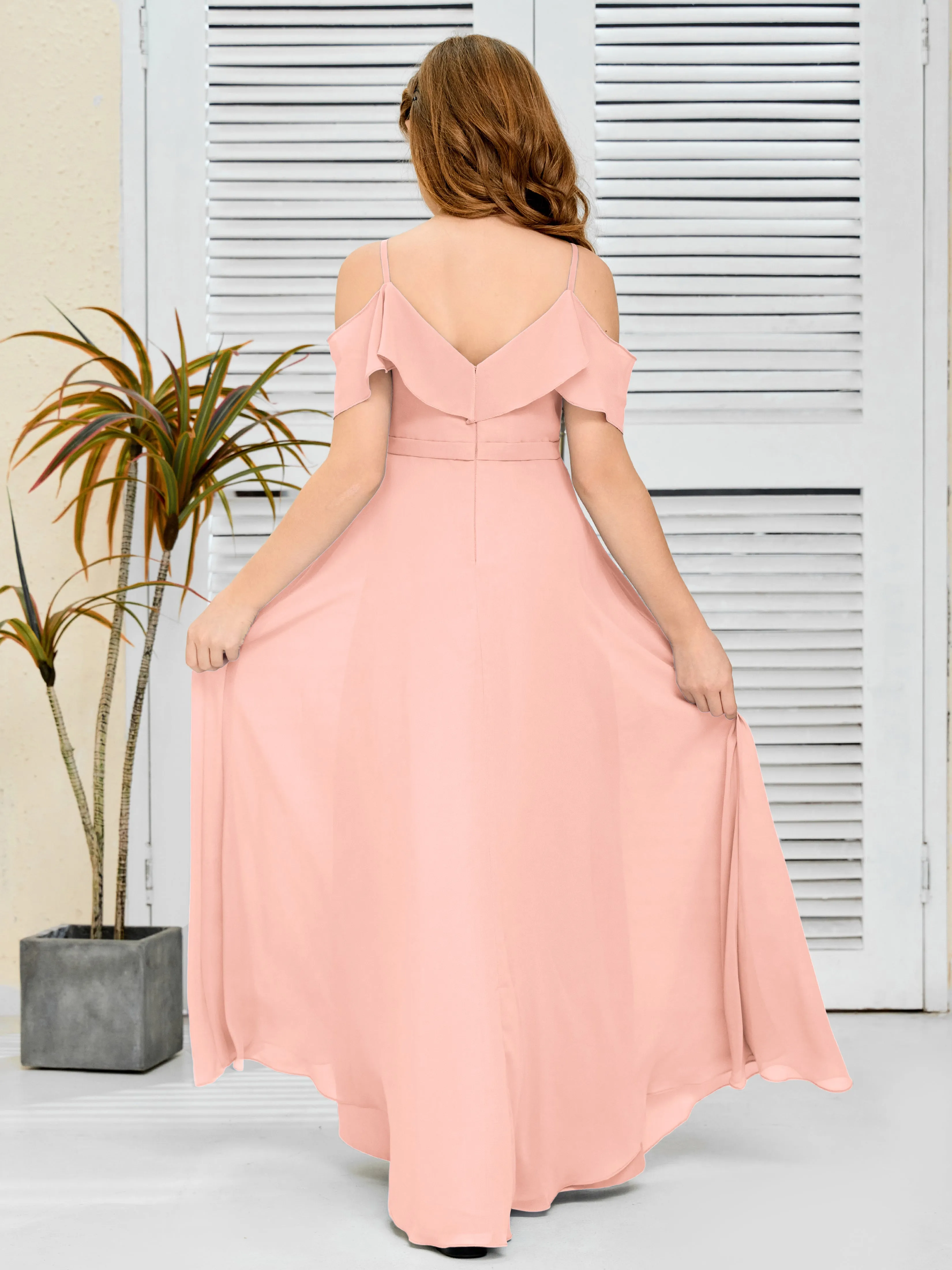 Refined Chiffon Junior Bridesmaid Dress With Wavy Neckline