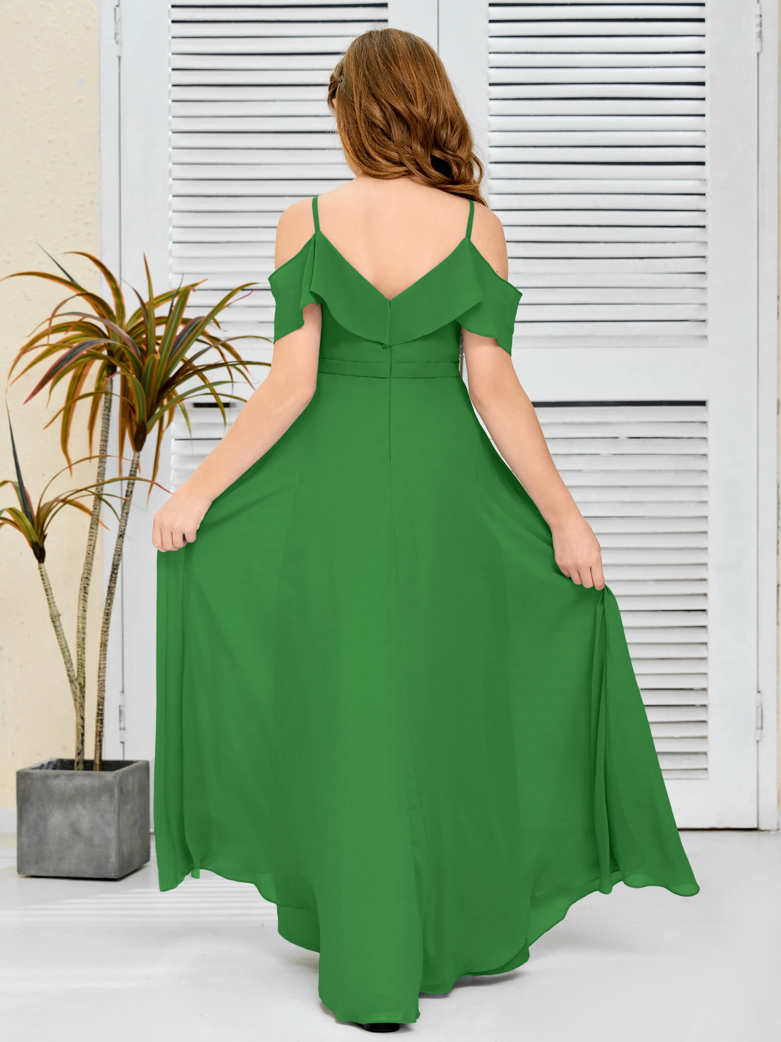Refined Chiffon Junior Bridesmaid Dress With Wavy Neckline