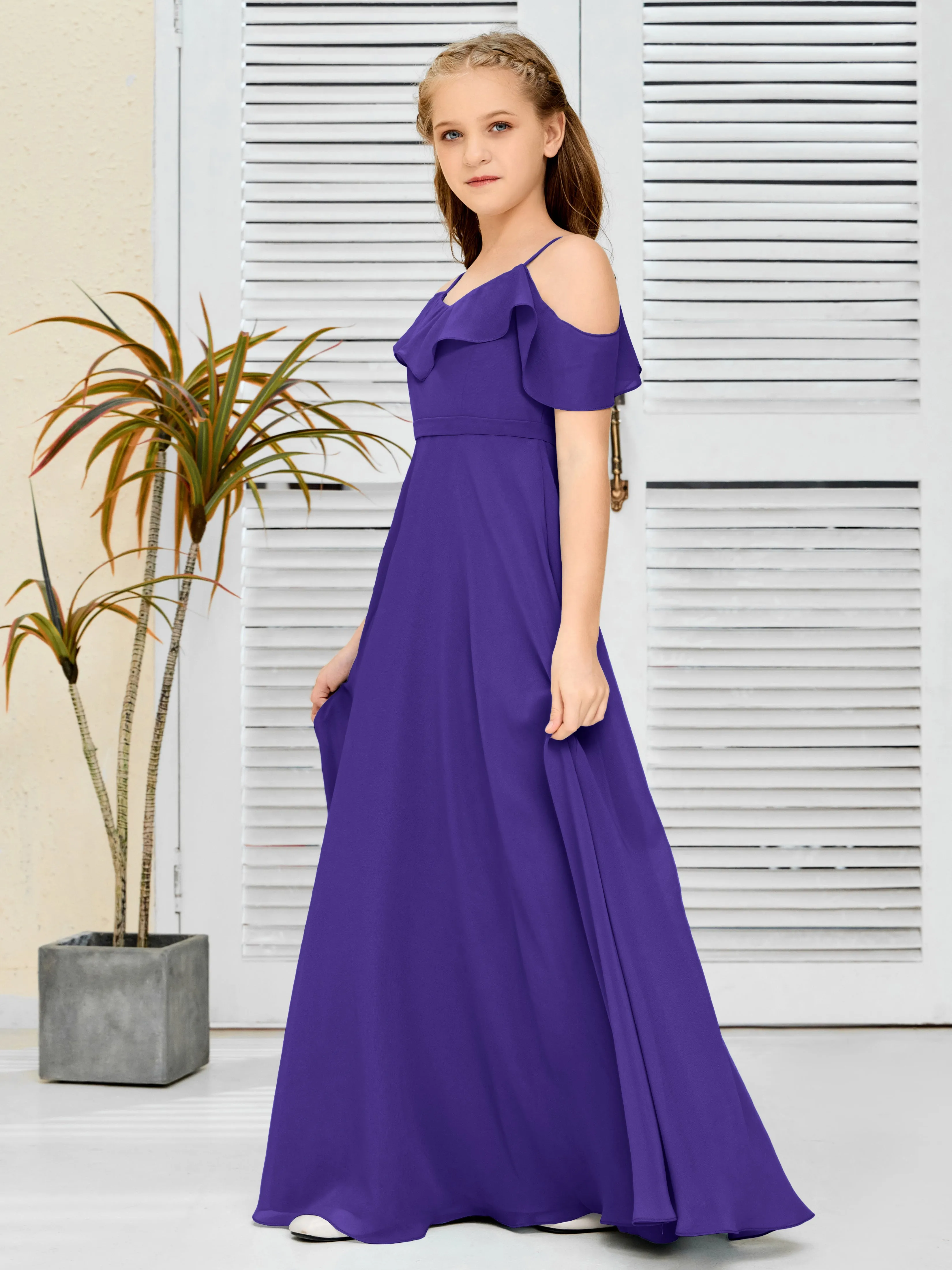 Refined Chiffon Junior Bridesmaid Dress With Wavy Neckline