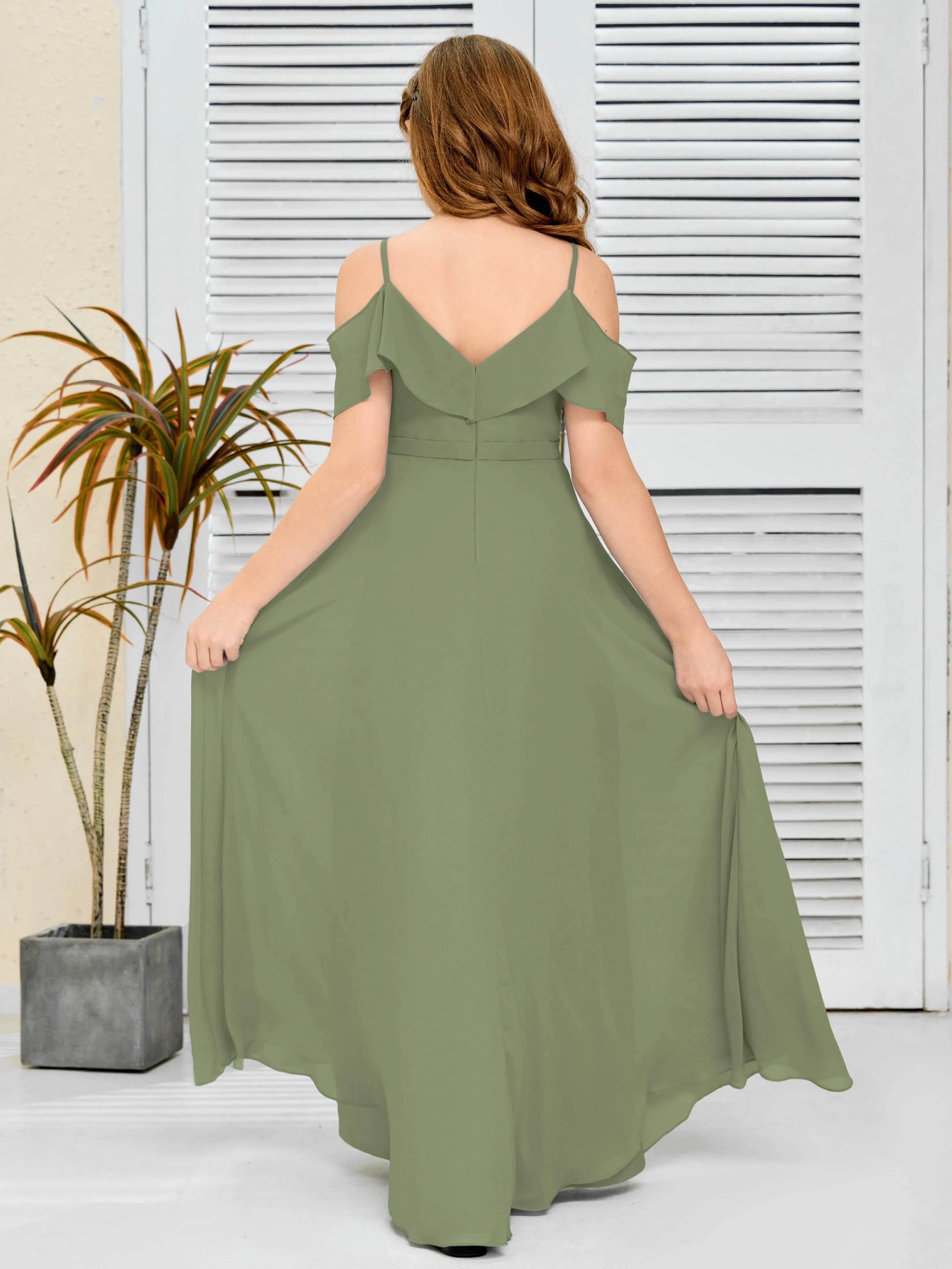 Refined Chiffon Junior Bridesmaid Dress With Wavy Neckline