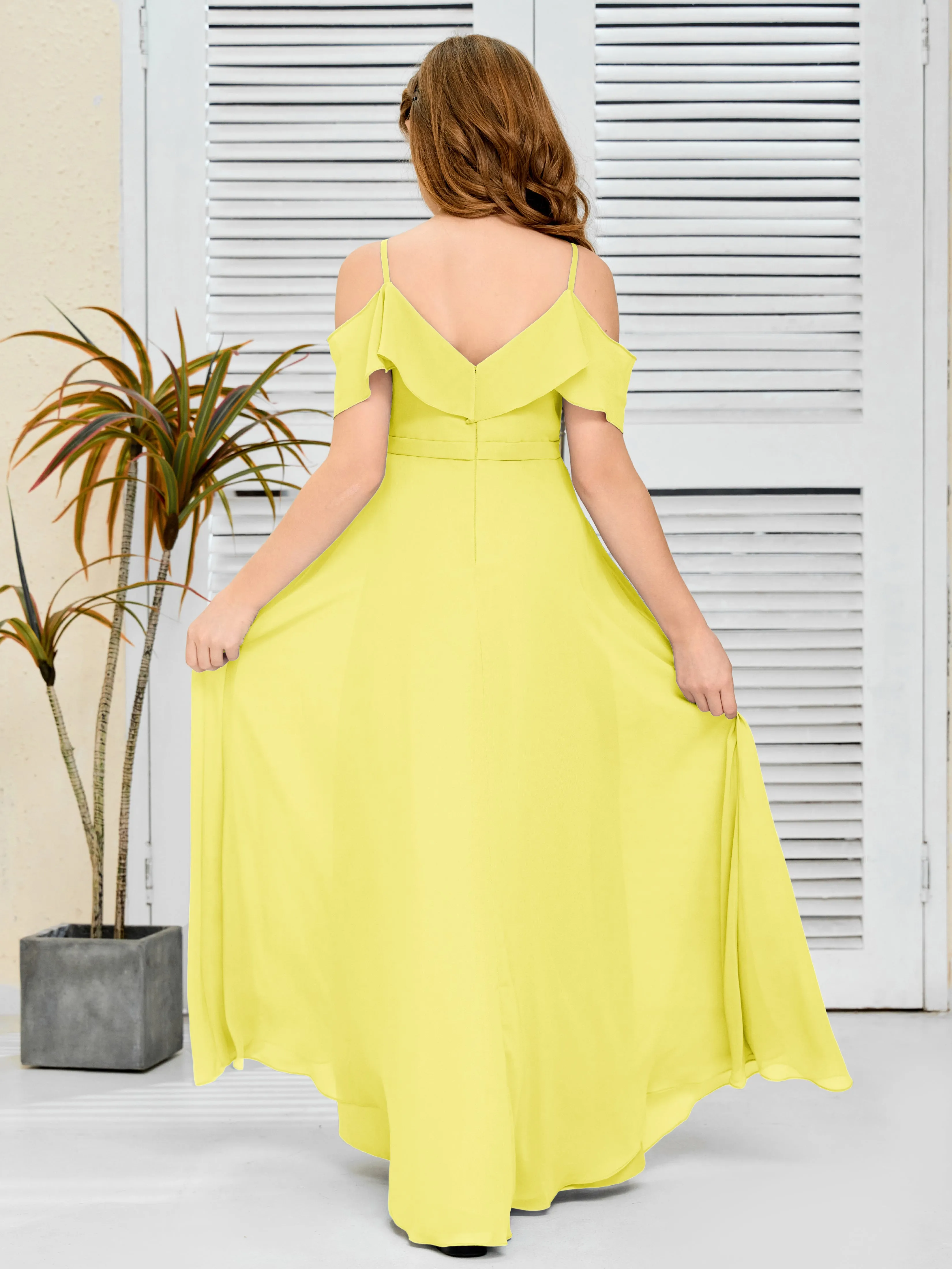 Refined Chiffon Junior Bridesmaid Dress With Wavy Neckline