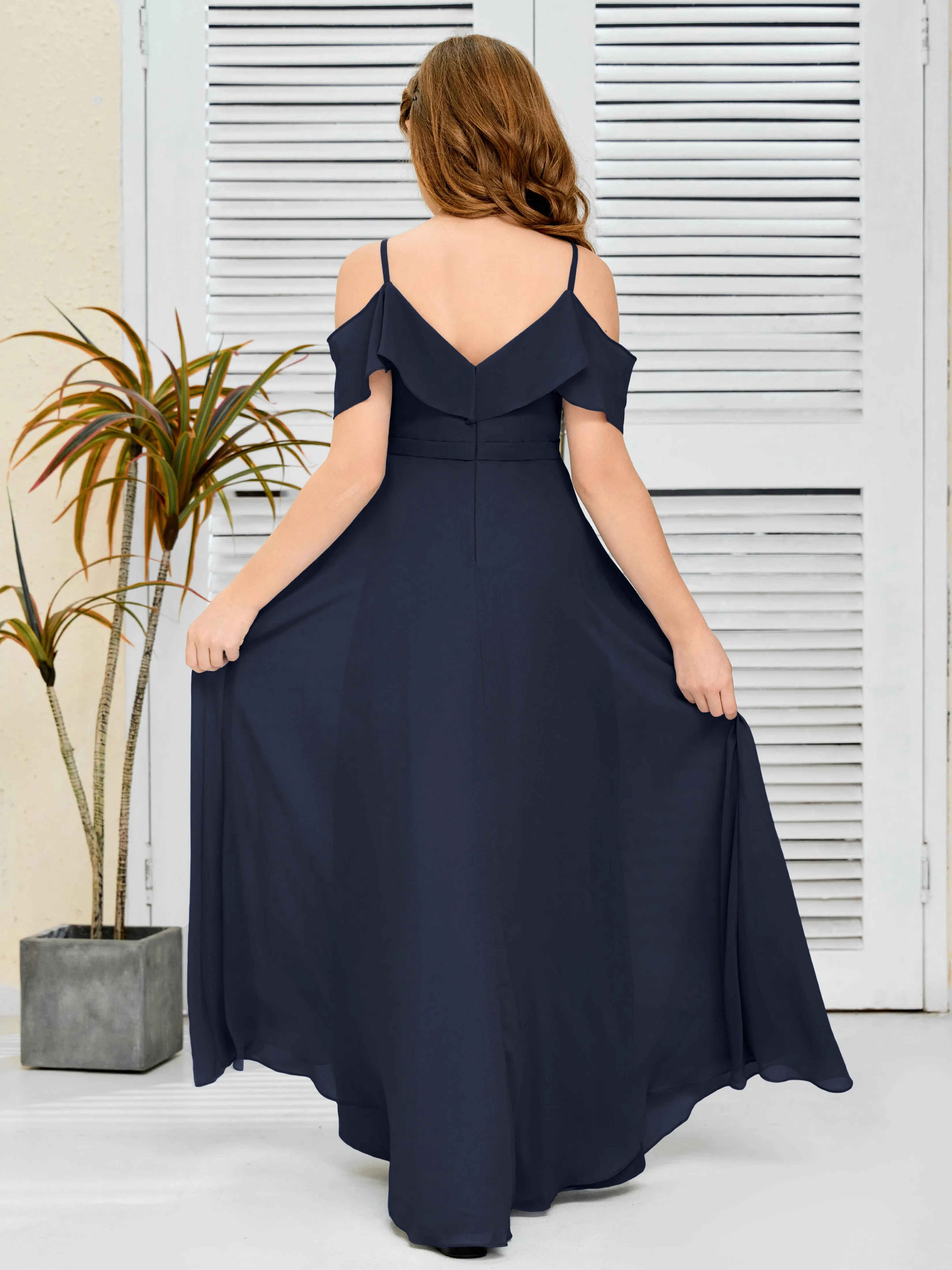 Refined Chiffon Junior Bridesmaid Dress With Wavy Neckline