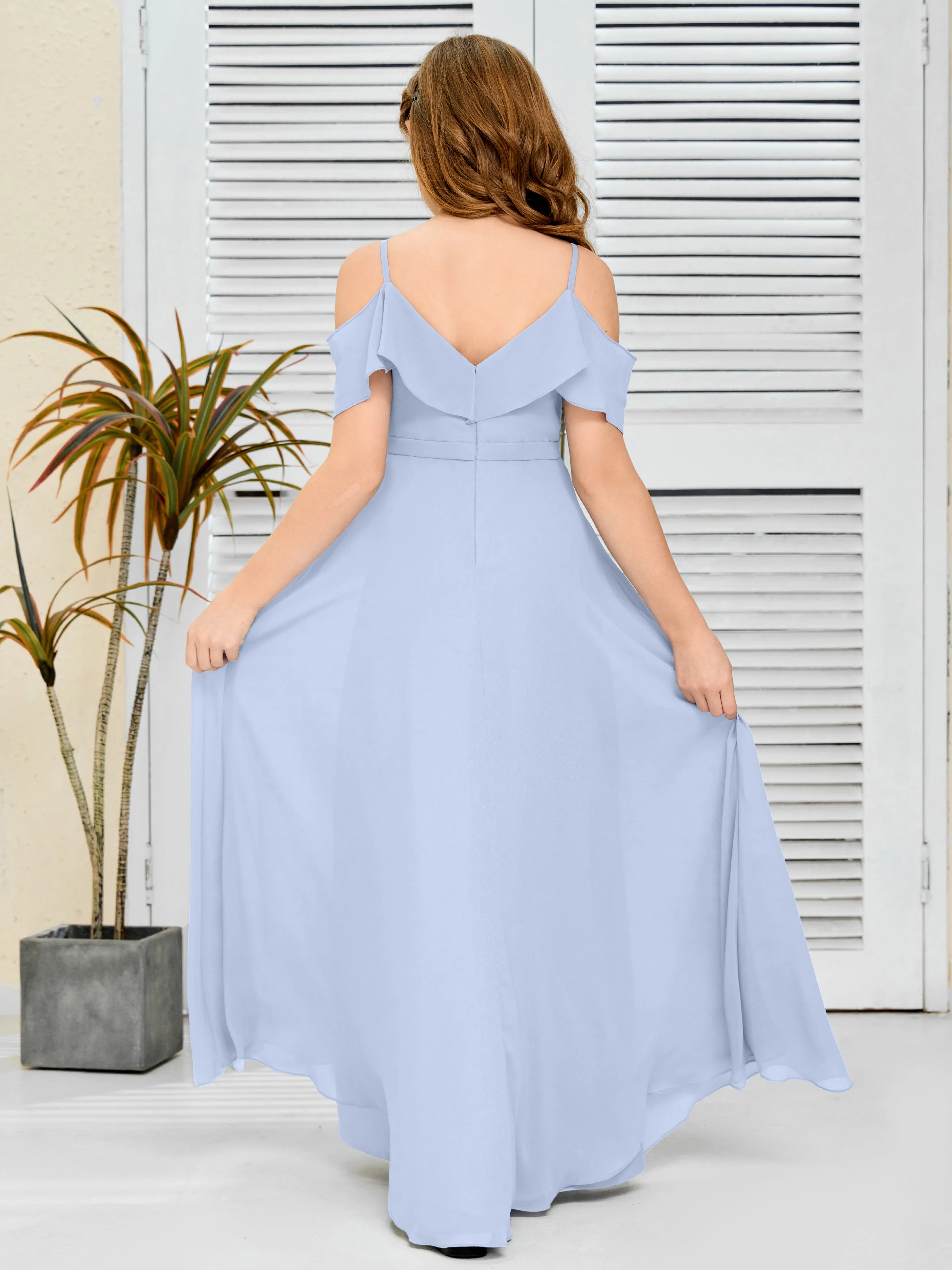 Refined Chiffon Junior Bridesmaid Dress With Wavy Neckline