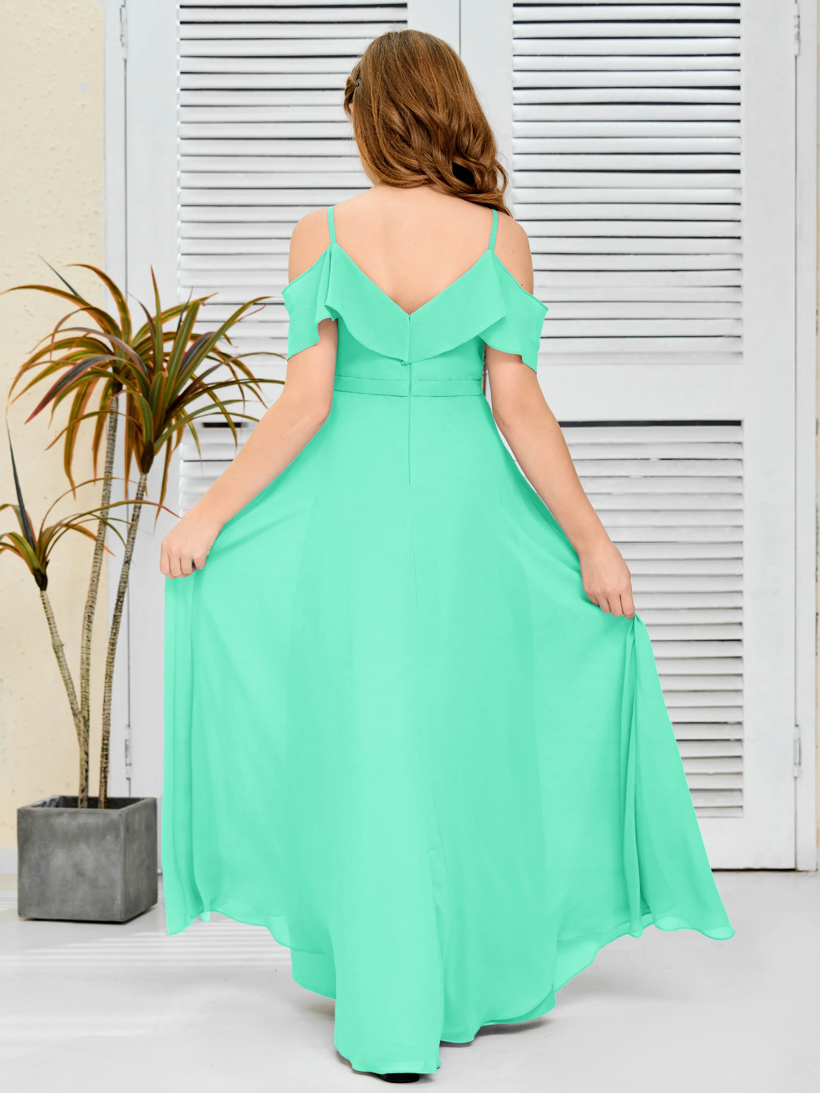 Refined Chiffon Junior Bridesmaid Dress With Wavy Neckline