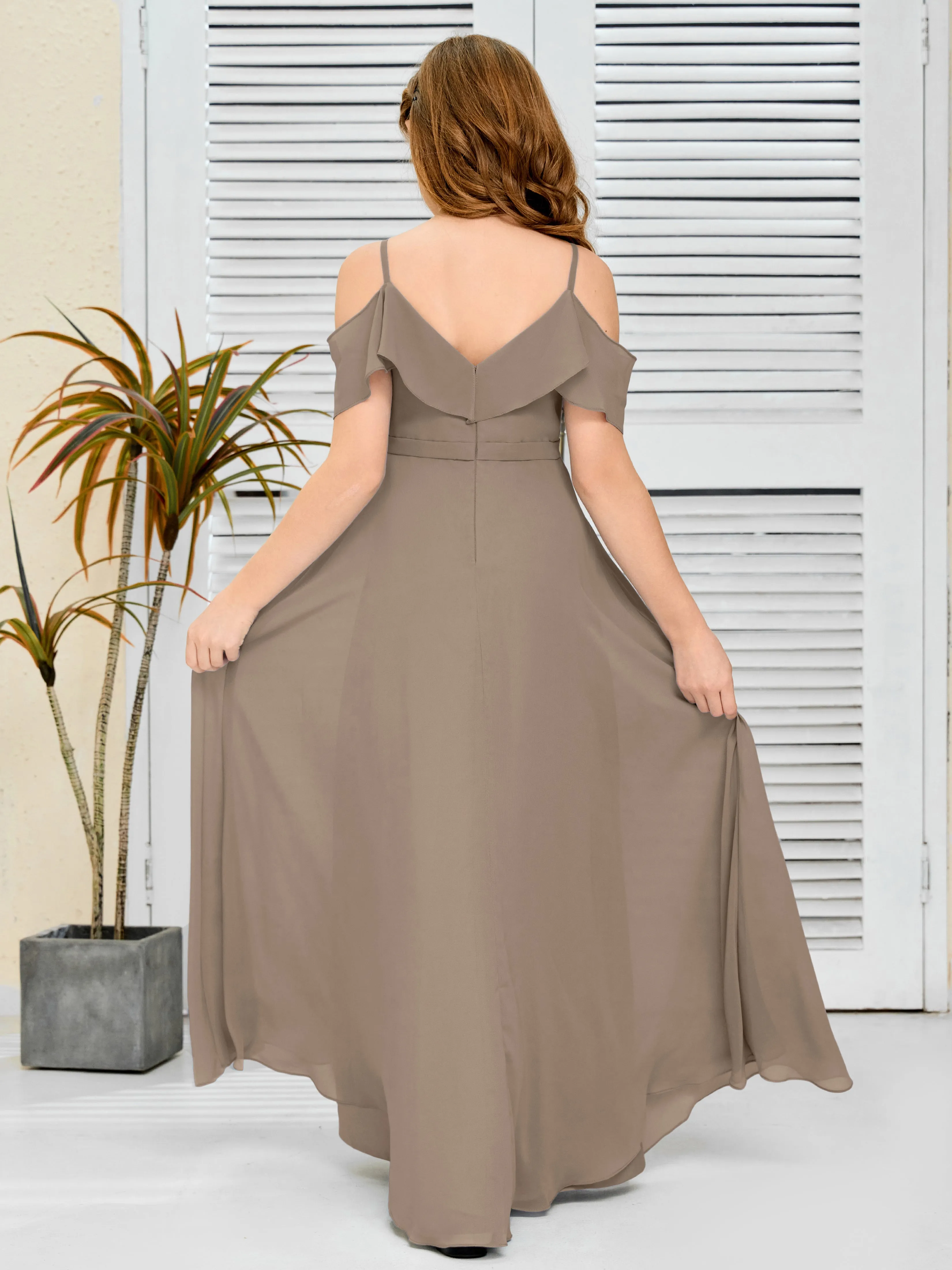 Refined Chiffon Junior Bridesmaid Dress With Wavy Neckline