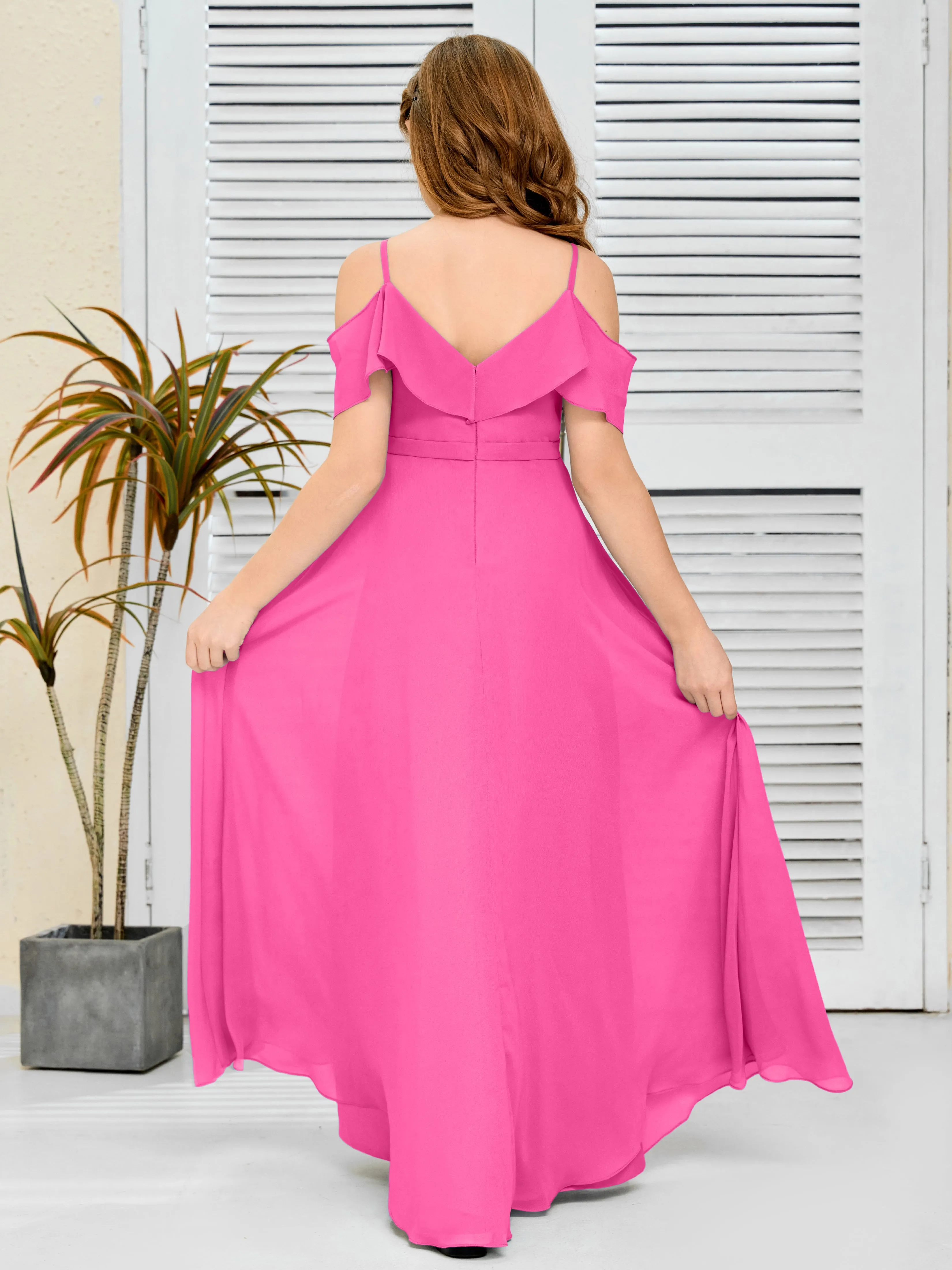 Refined Chiffon Junior Bridesmaid Dress With Wavy Neckline