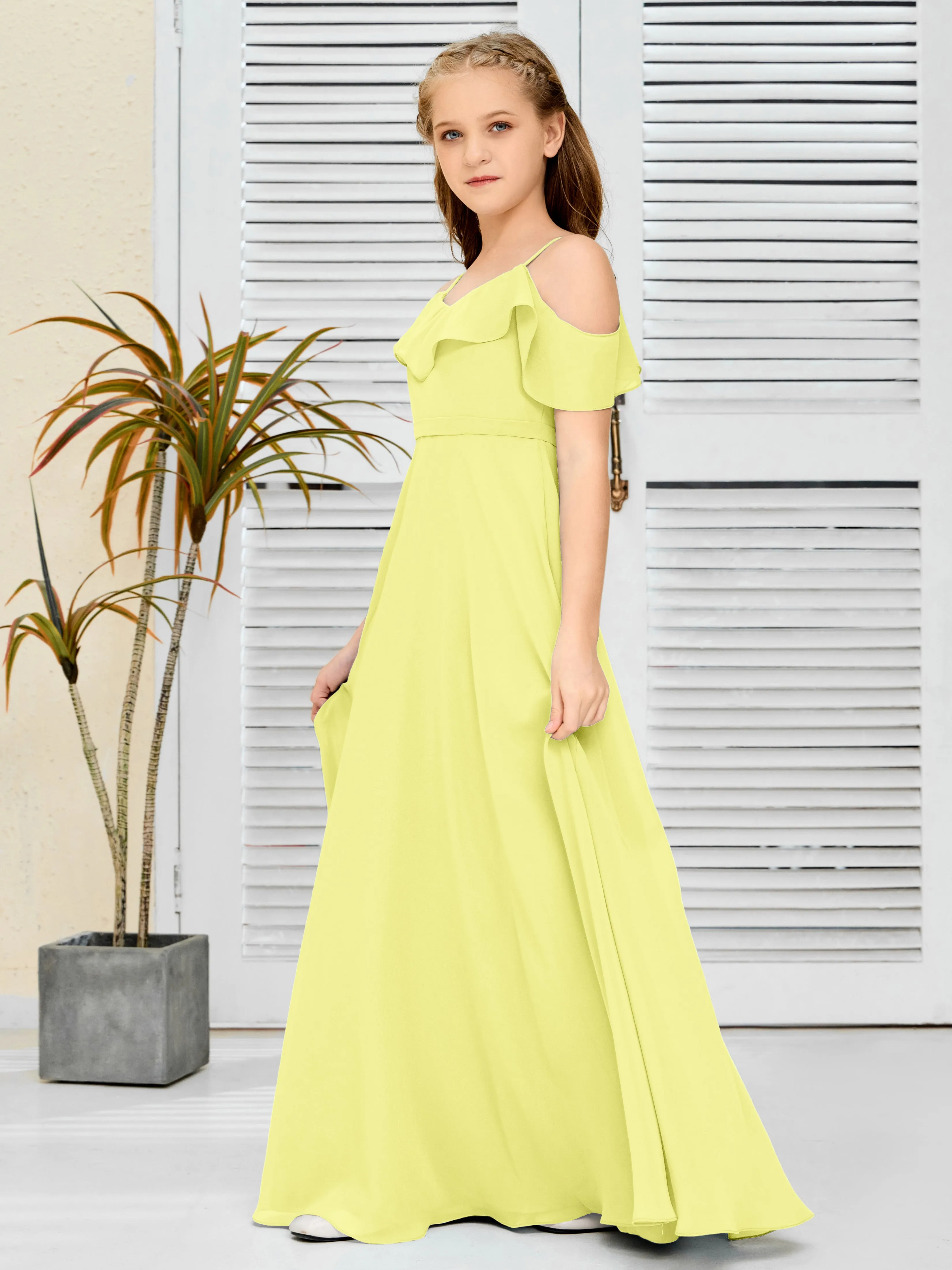 Refined Chiffon Junior Bridesmaid Dress With Wavy Neckline