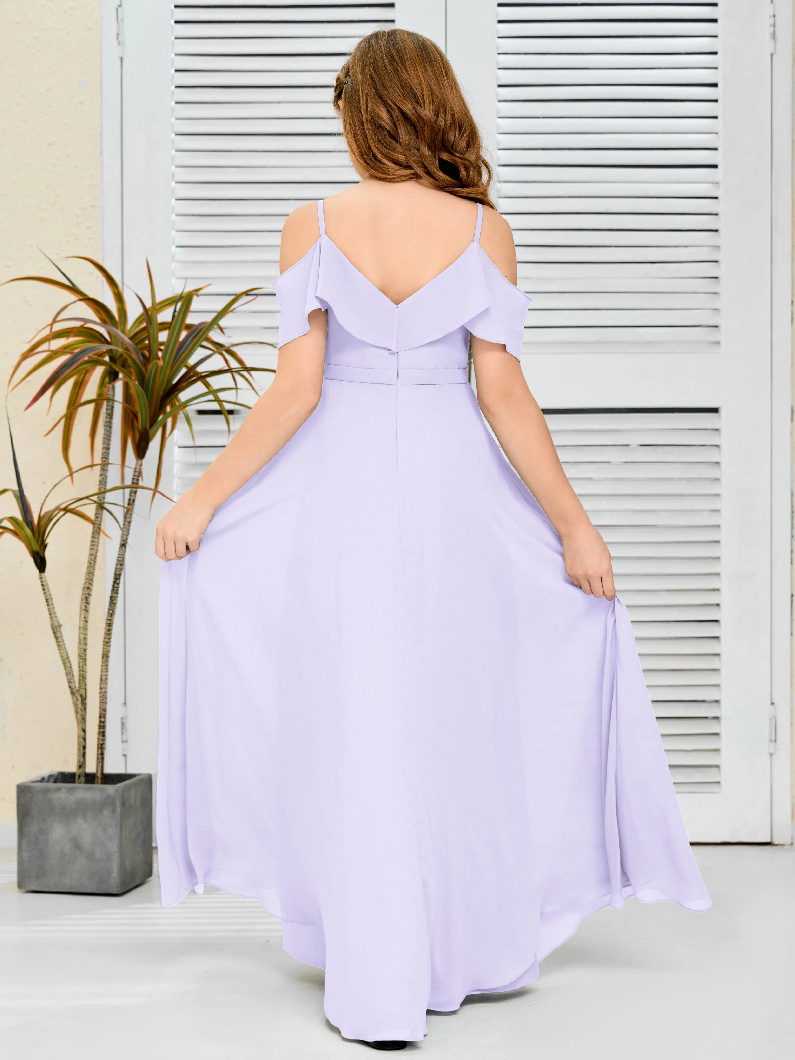 Refined Chiffon Junior Bridesmaid Dress With Wavy Neckline
