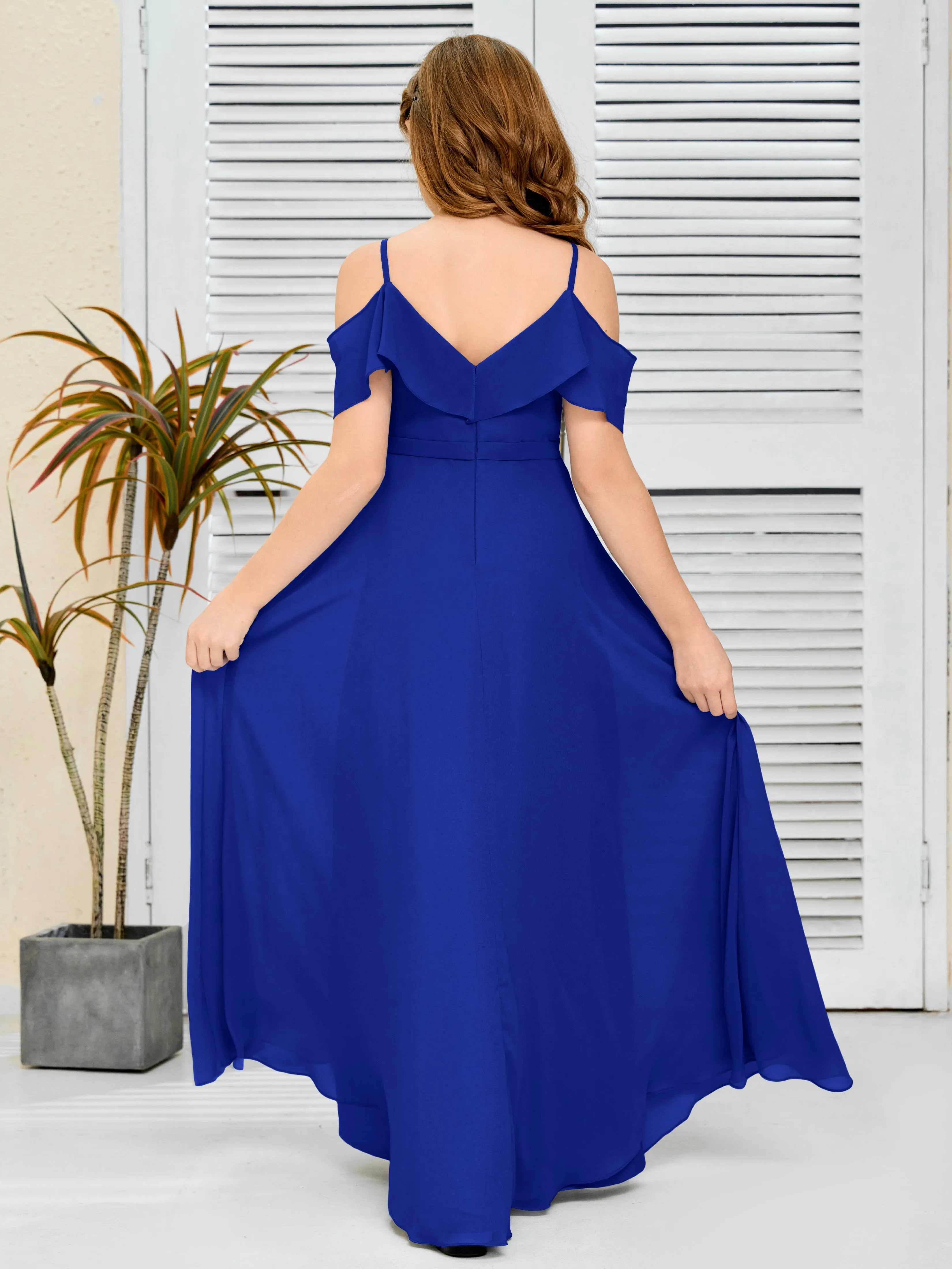 Refined Chiffon Junior Bridesmaid Dress With Wavy Neckline