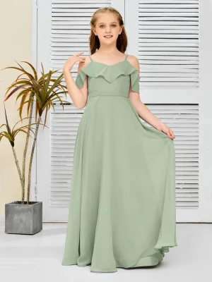 Refined Chiffon Junior Bridesmaid Dress With Wavy Neckline