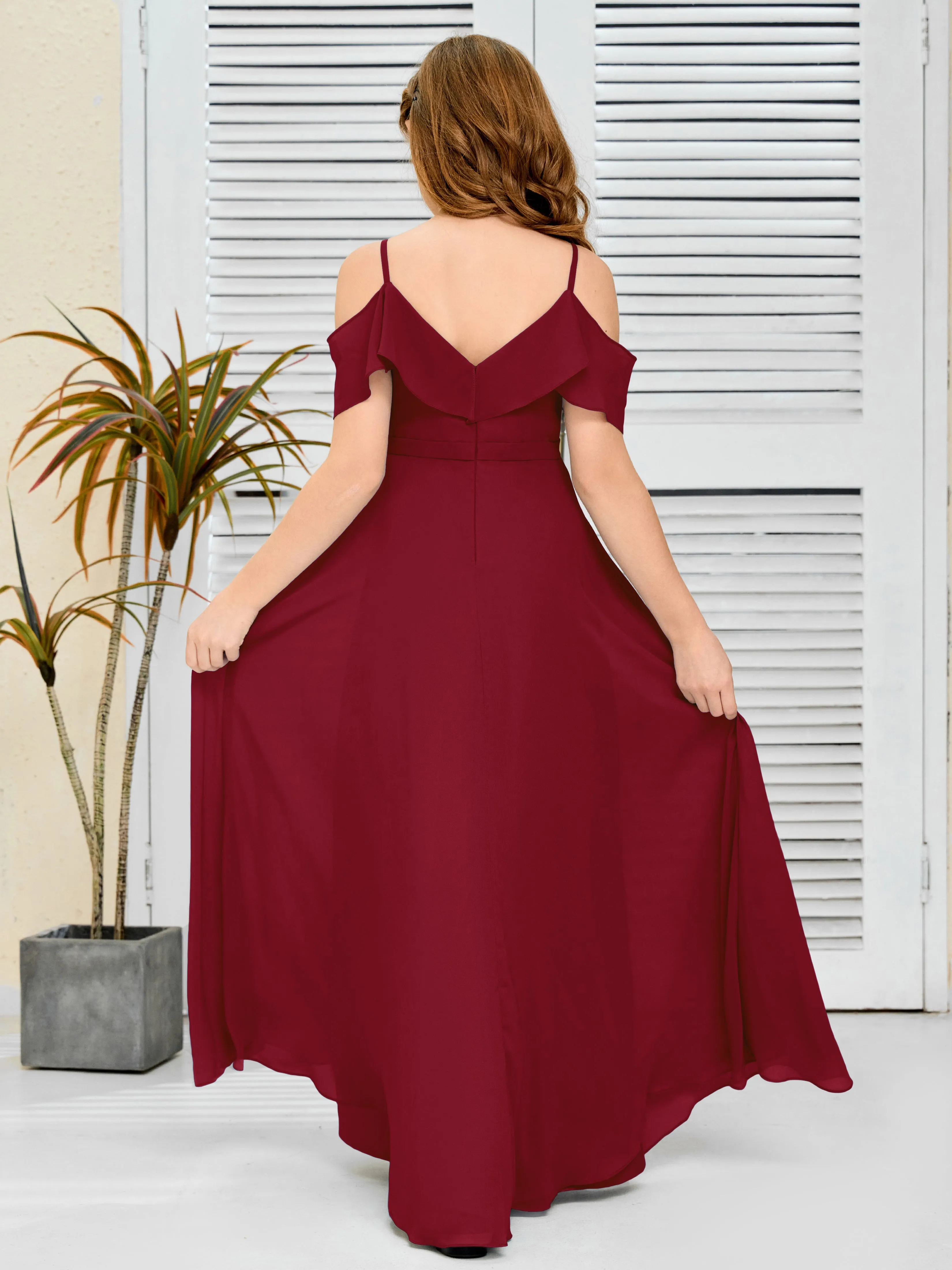 Refined Chiffon Junior Bridesmaid Dress With Wavy Neckline