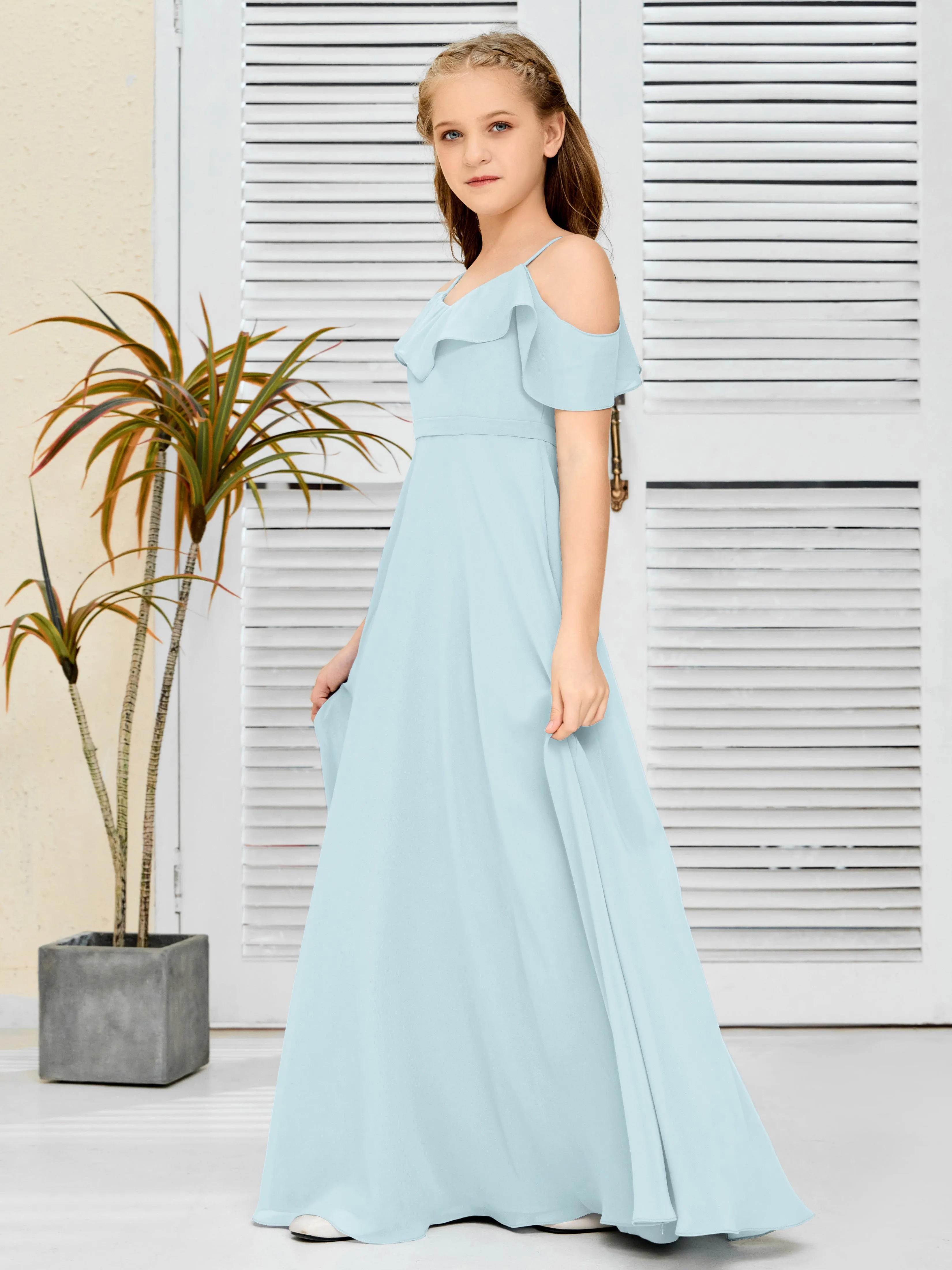 Refined Chiffon Junior Bridesmaid Dress With Wavy Neckline