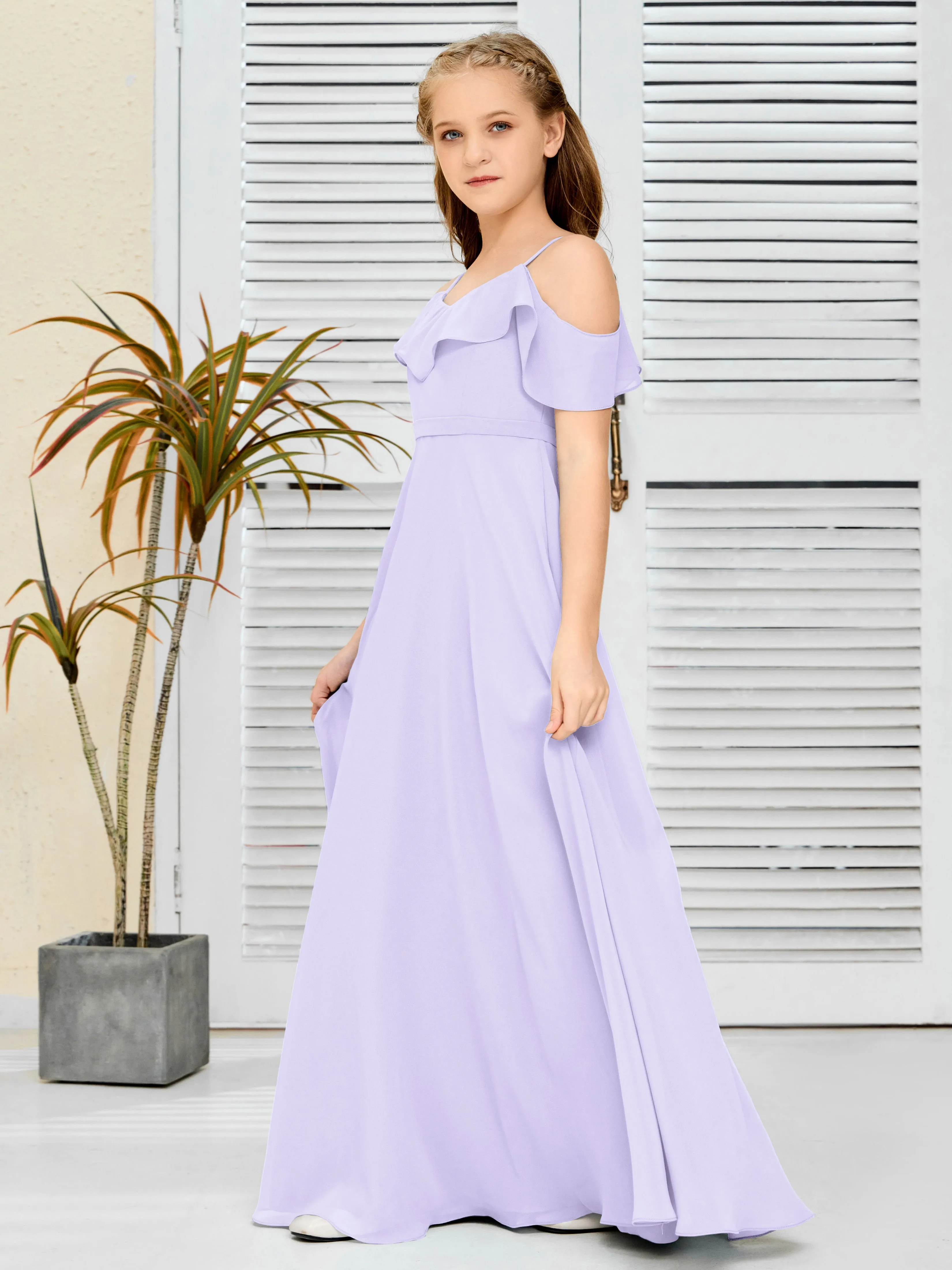 Refined Chiffon Junior Bridesmaid Dress With Wavy Neckline